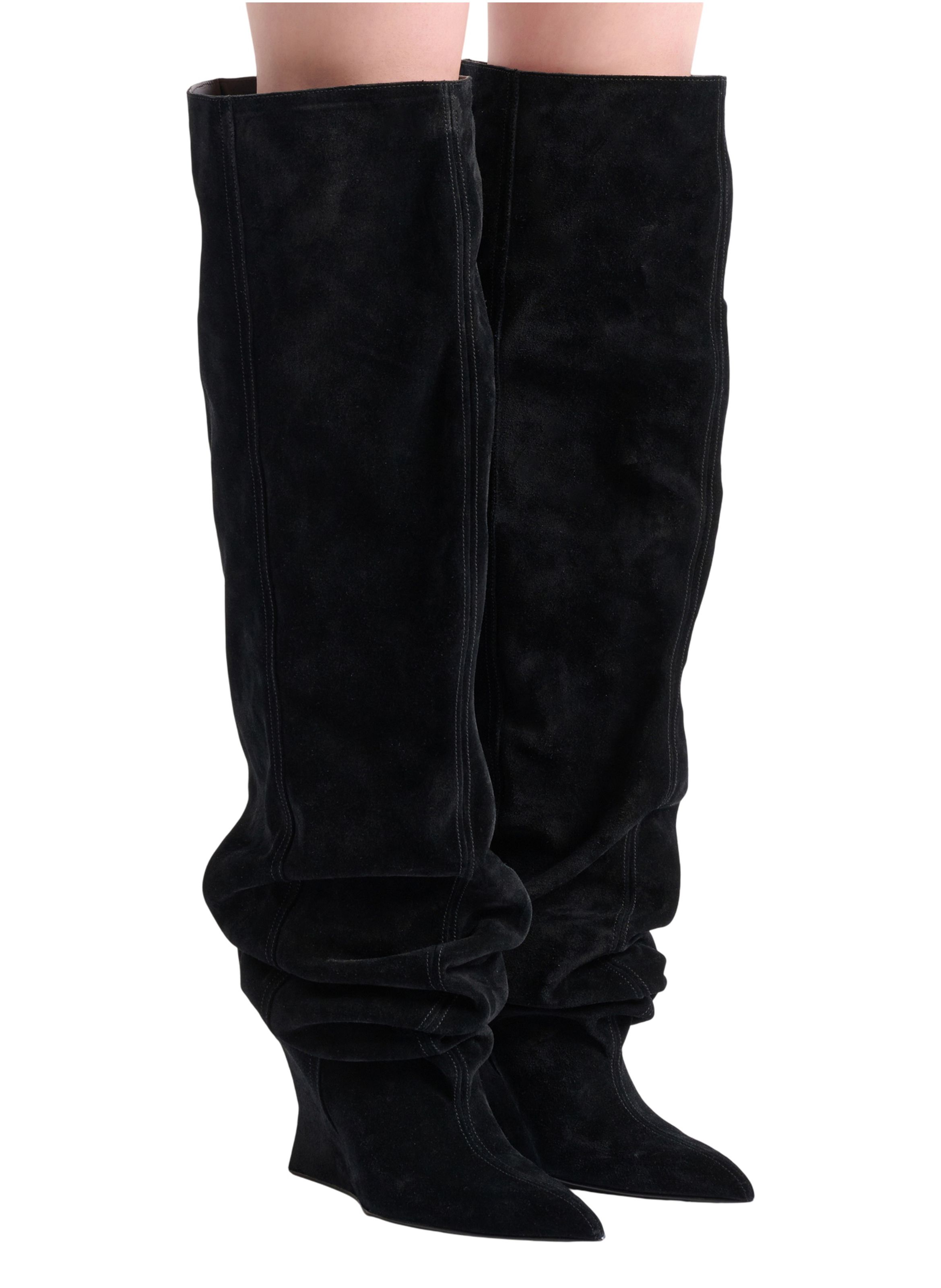 Cuissardes wedge en cuir suédé BALMAIN Noir