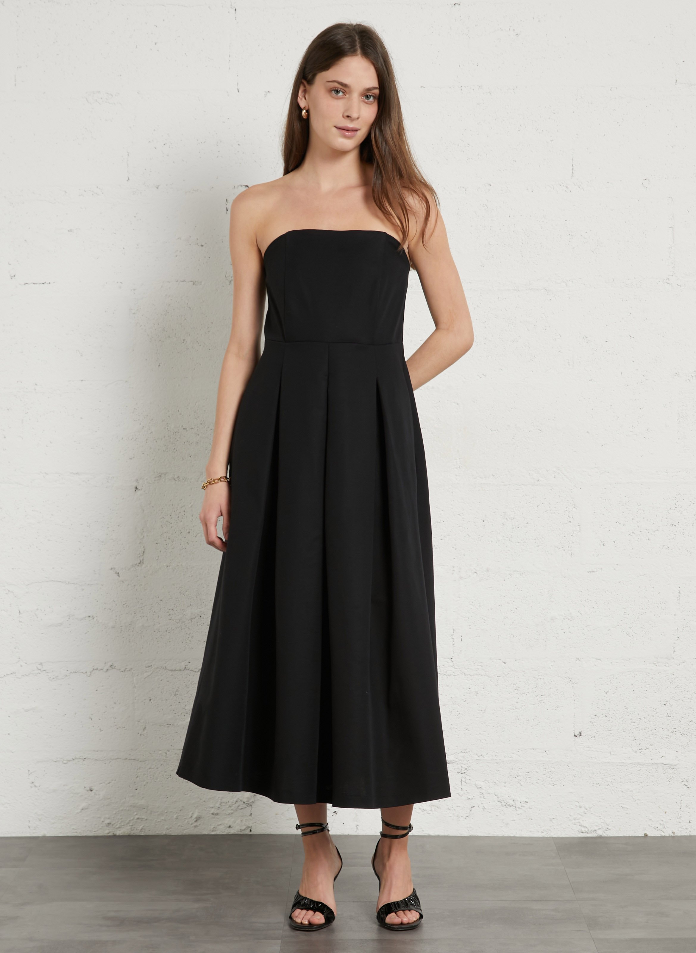 Robe longue bustier en coton mélangé betty MAISON 123 Noir