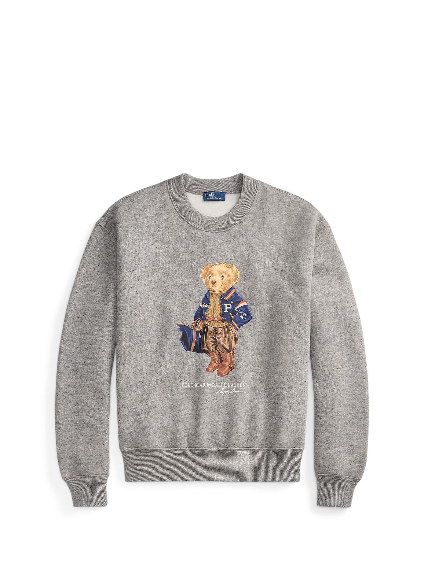 Rechte ronde hals sweater van bedrukt gemengd katoen POLO RALPH LAUREN Grijs