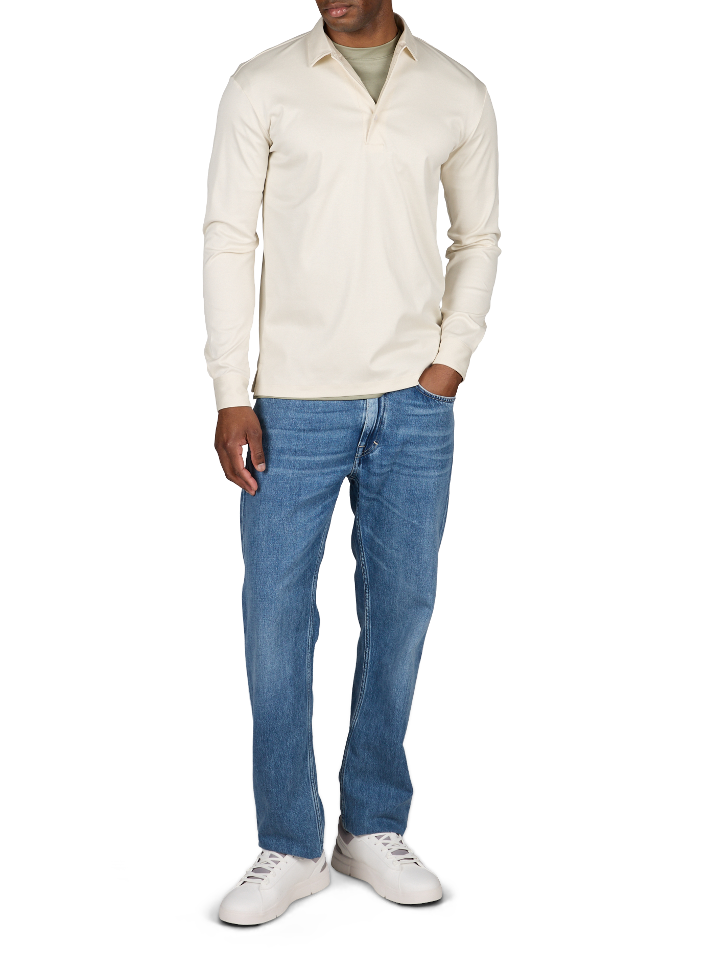 Lange mouwen poloshirt van katoen AURELIEN Beige
