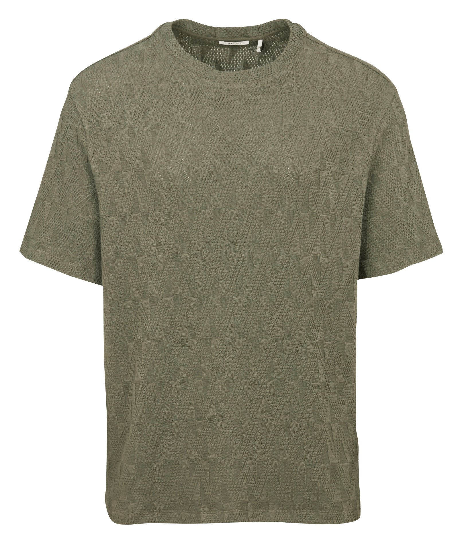 Tee-shirt droit col rond en maille fantaisie IKKS Kaki