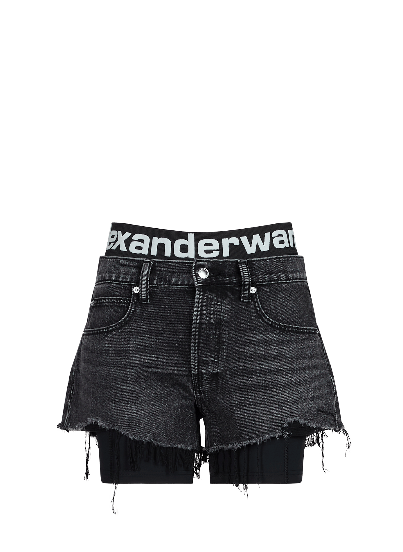Minishort met rafelige logo in katoen ALEXANDER WANG Grijs