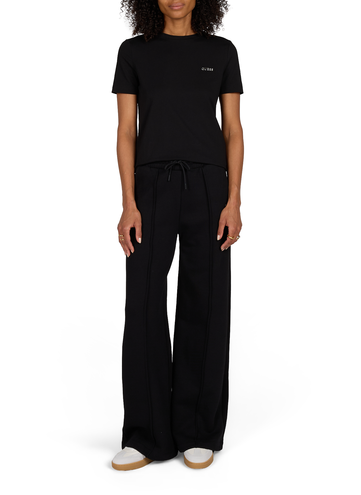 T-Shirt Tracey mit glänzendem Logo aus Baumwollmischung GUESS Schwarz
