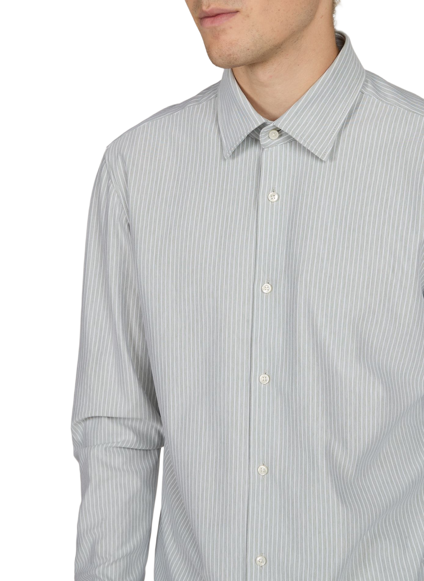Striped long-sleeve shirt in blended cotton BOSS Beige