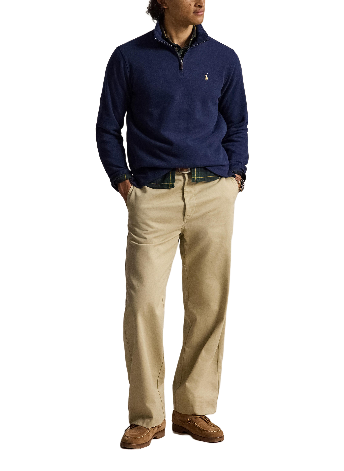 Pull droit col montant en coton POLO RALPH LAUREN Bleu