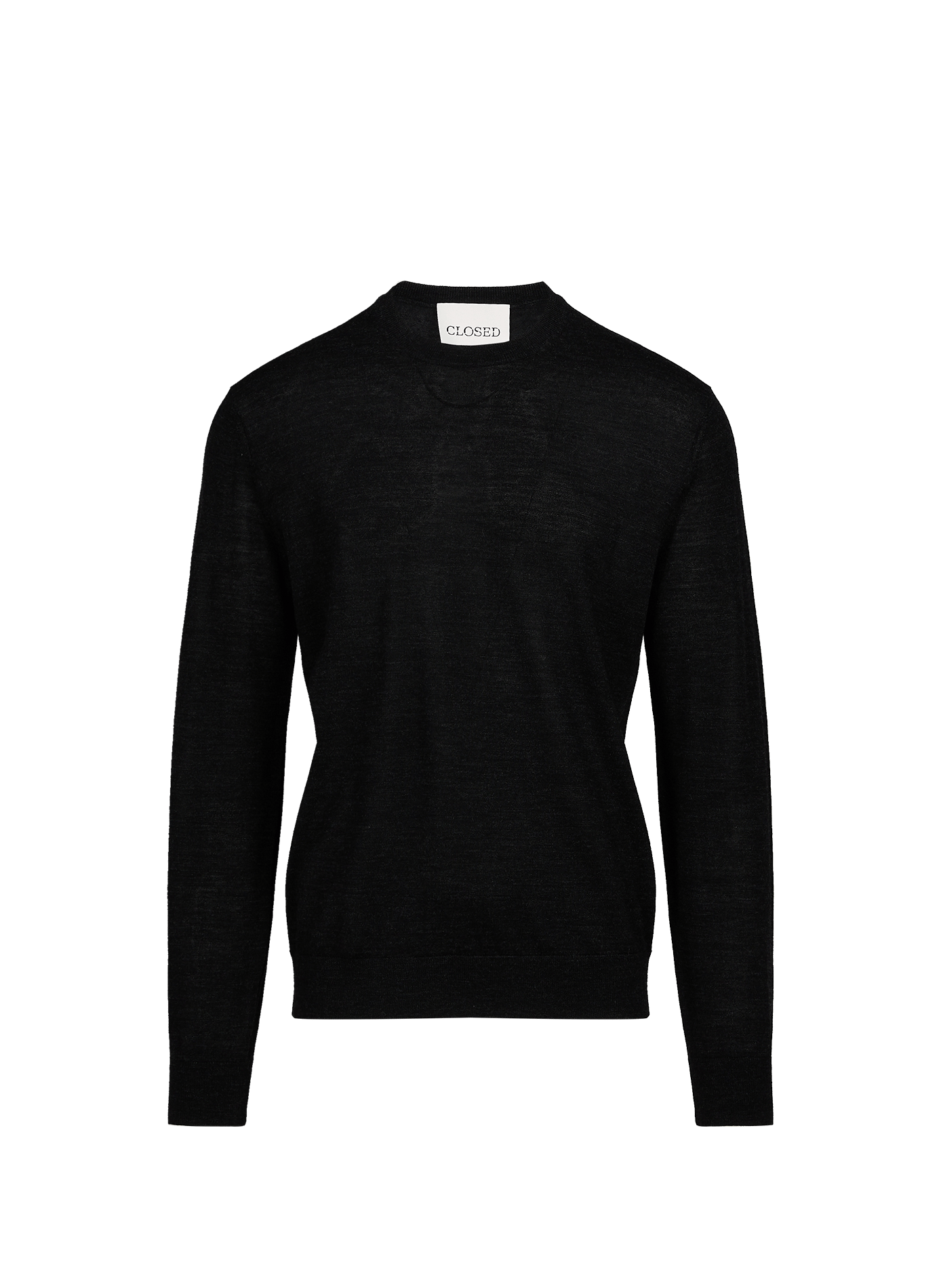 Runder gerader Pullover aus einfarbiger Wolle. CLOSED Schwarz