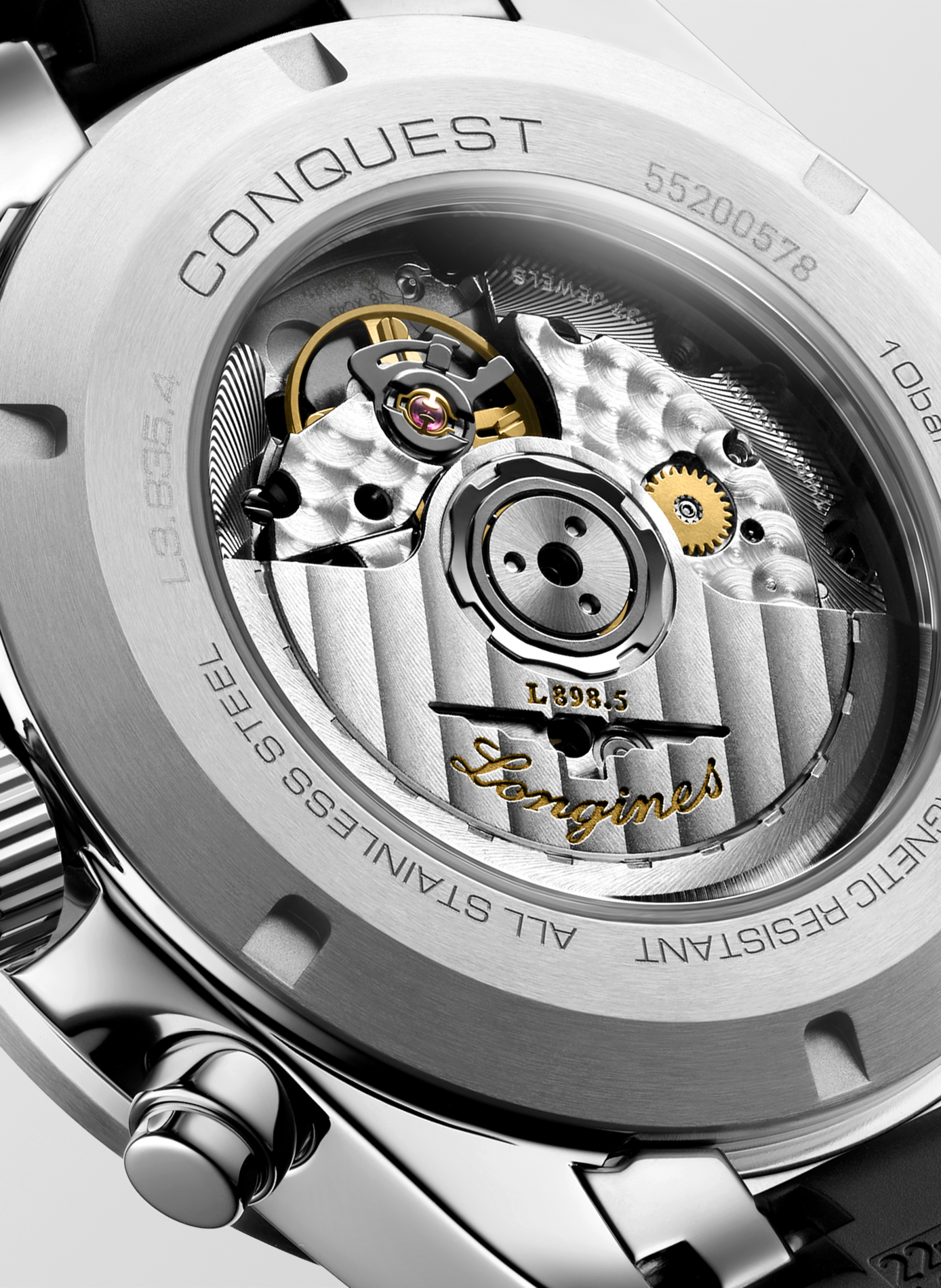 Montre atutomatique Conquest 2023 en caoutchouc LONGINES Marron