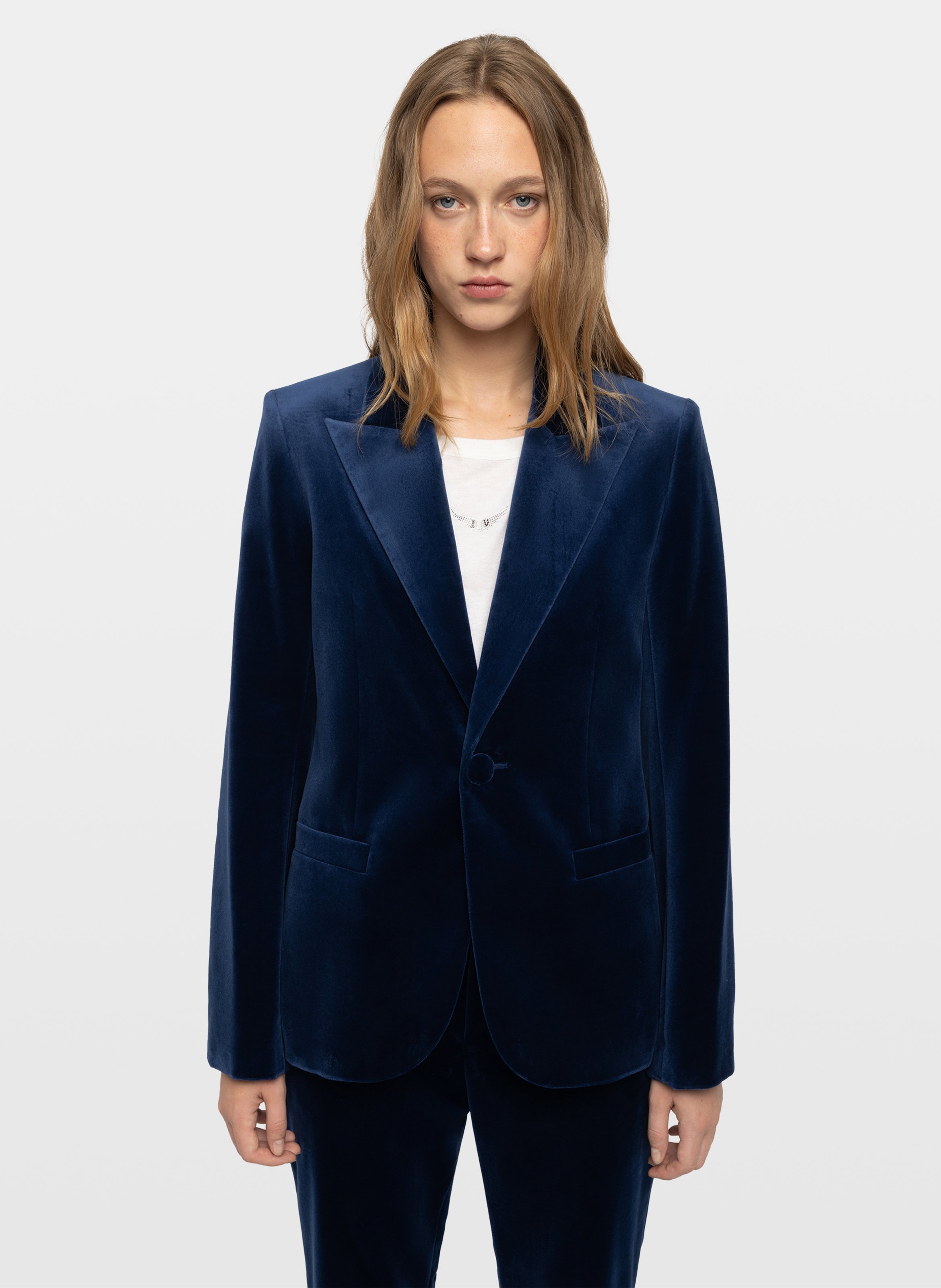 Veste blazer ajustée velours en coton vavy ZADIG&VOLTAIRE Bleu