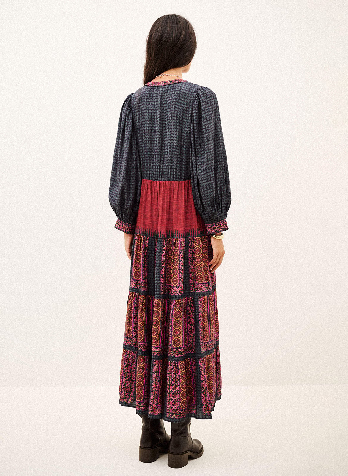 Robe longue ample imprimée olly BA&SH Rouge