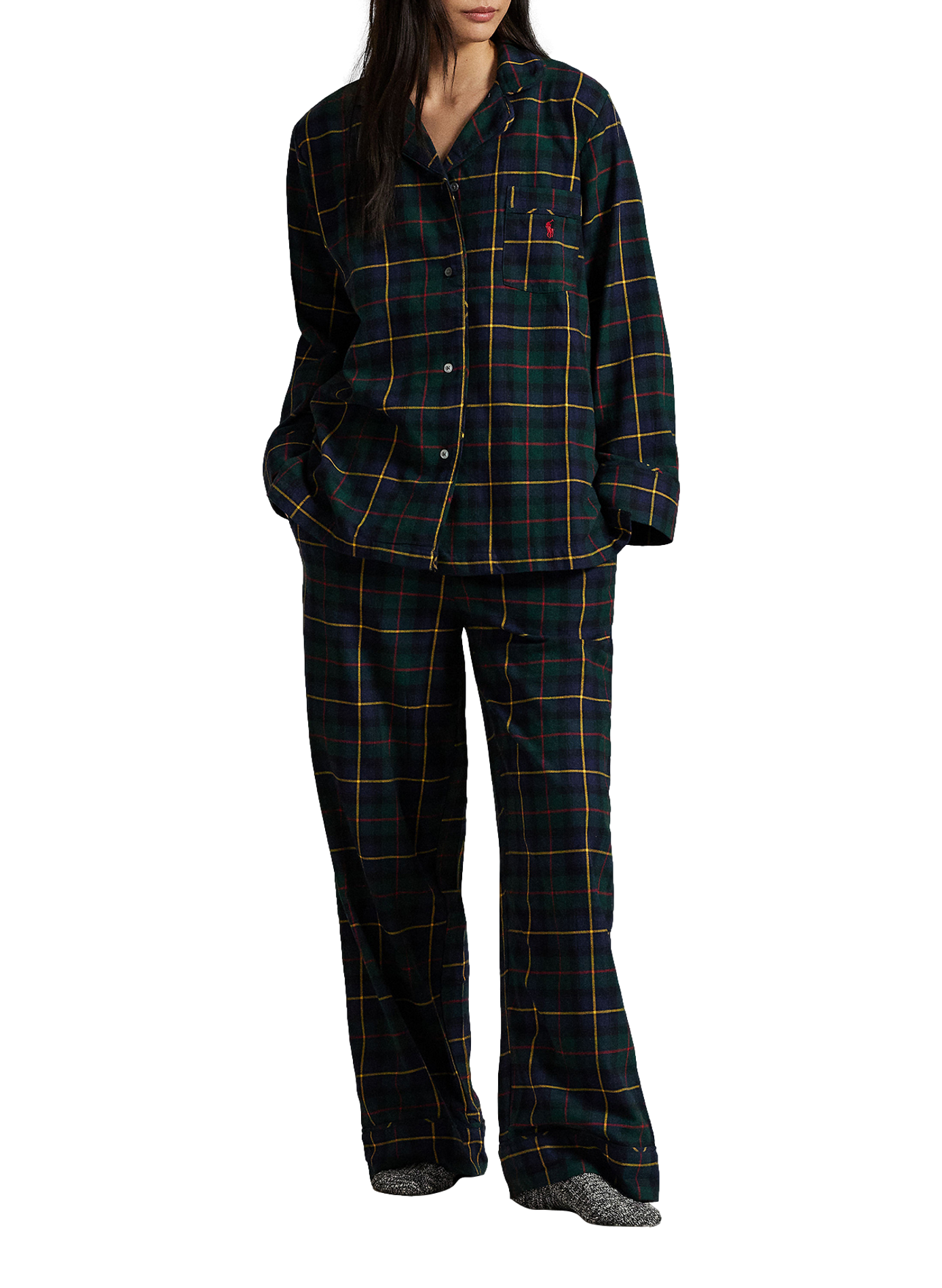 Ensemble de pyjama à carreaux en coton  POLO RALPH LAUREN Kaki