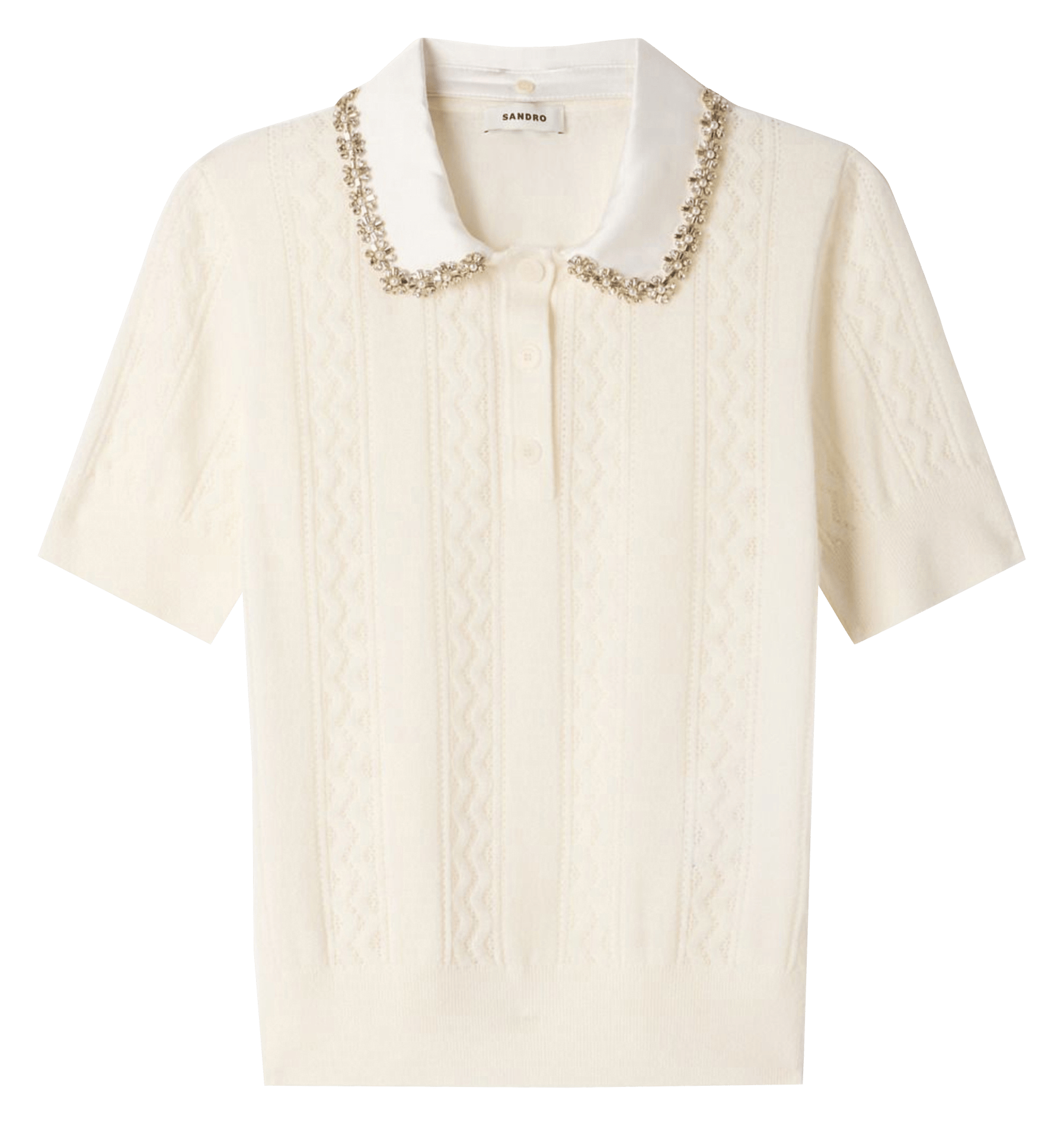 Polo ajusté en laine SANDRO Beige