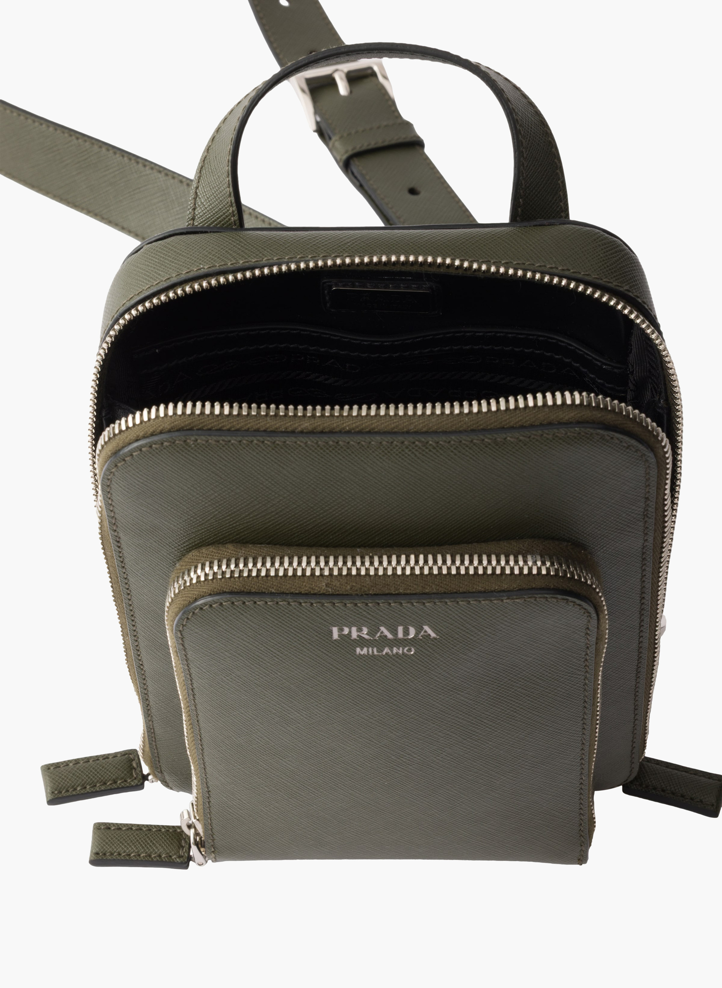 Sac à dos en cuir saffiano PRADA Vert