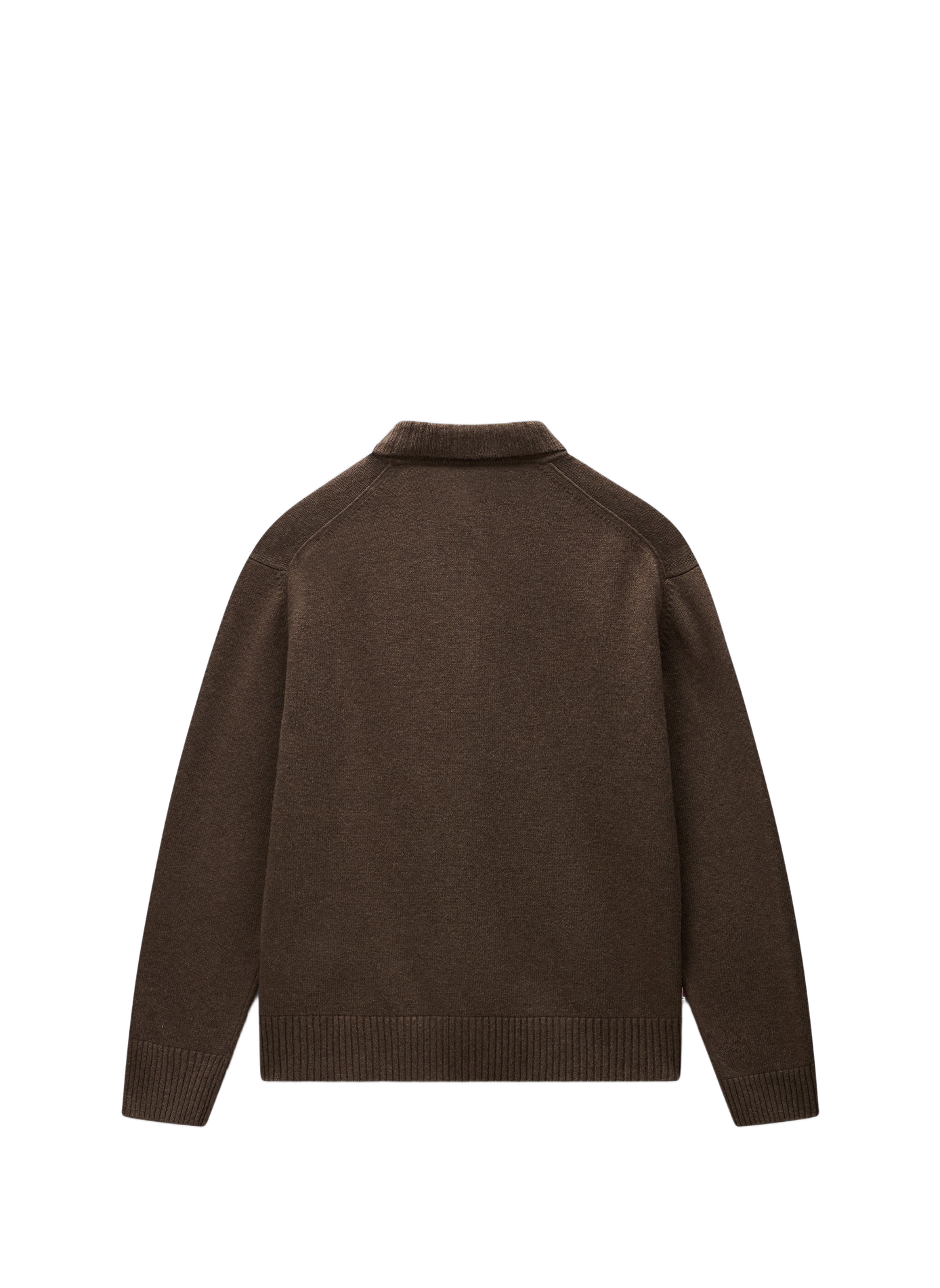 Gerader einfarbiger Langarm-Poloshirt NAPAPIJRI Braun