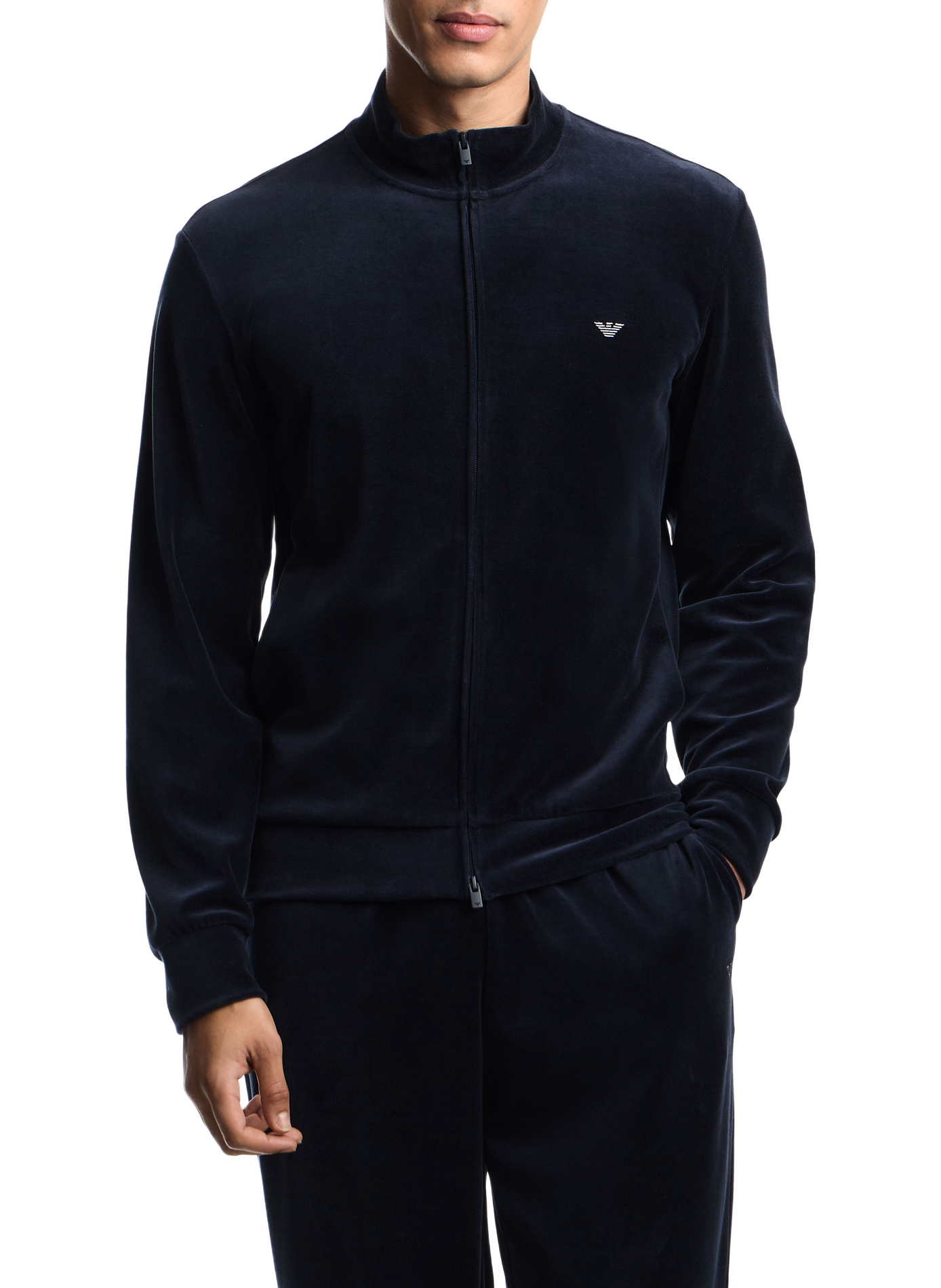 Logo Cotton-Blend Jacket EMPORIO ARMANI Blue