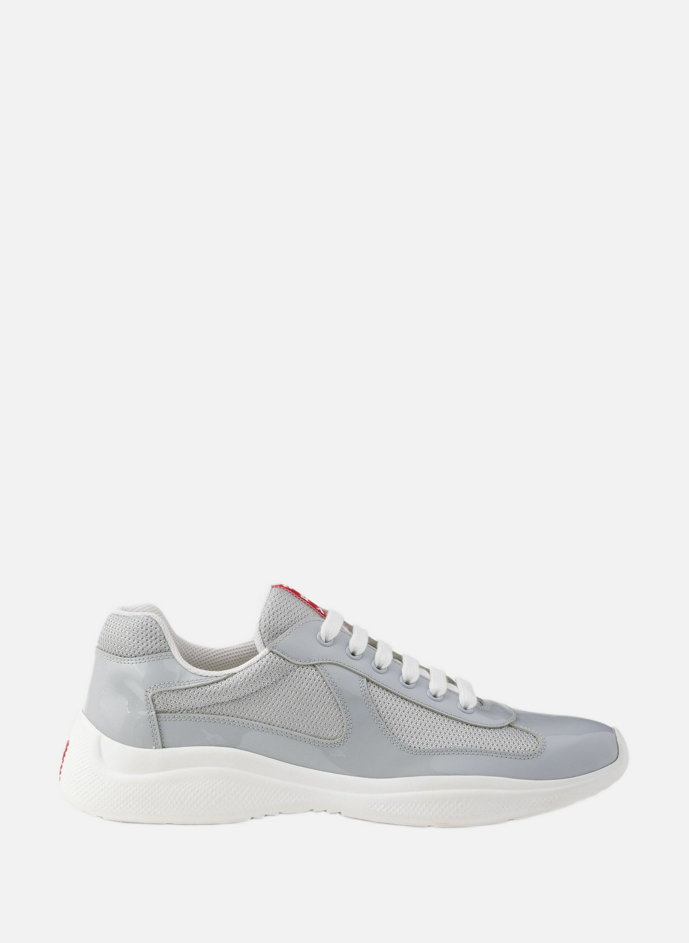 Sneakers prada america’s cup en cuir verni et tiss PRADA Gris