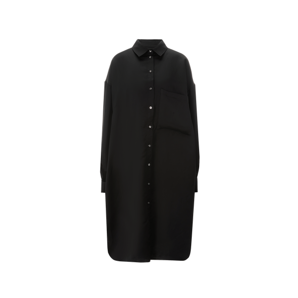 Marques' Almeida Oversized Satin And Linen-blend Dress In Black