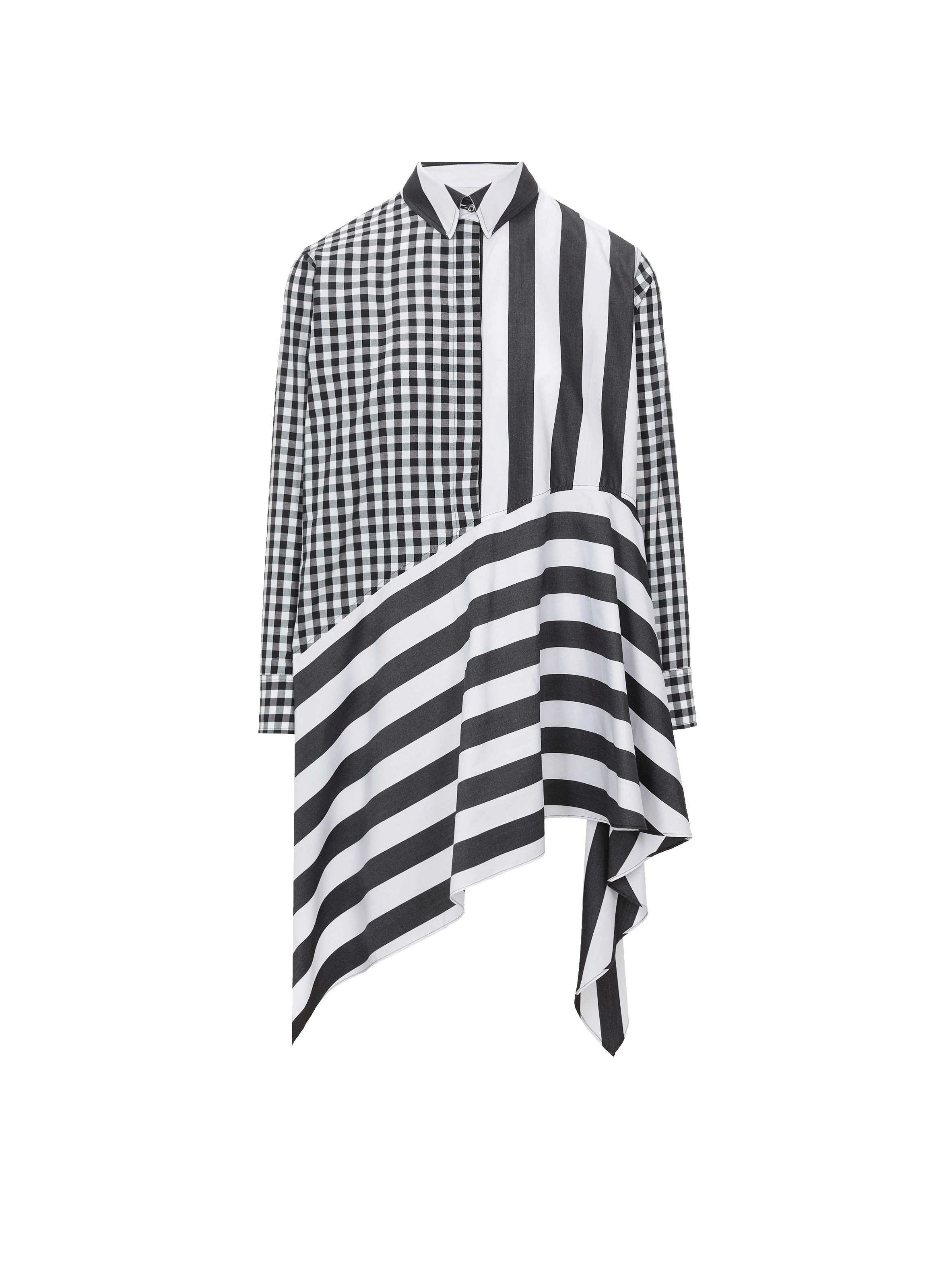 MARQUES ALMEIDA Chemise rayée et à carreaux en coton Noir