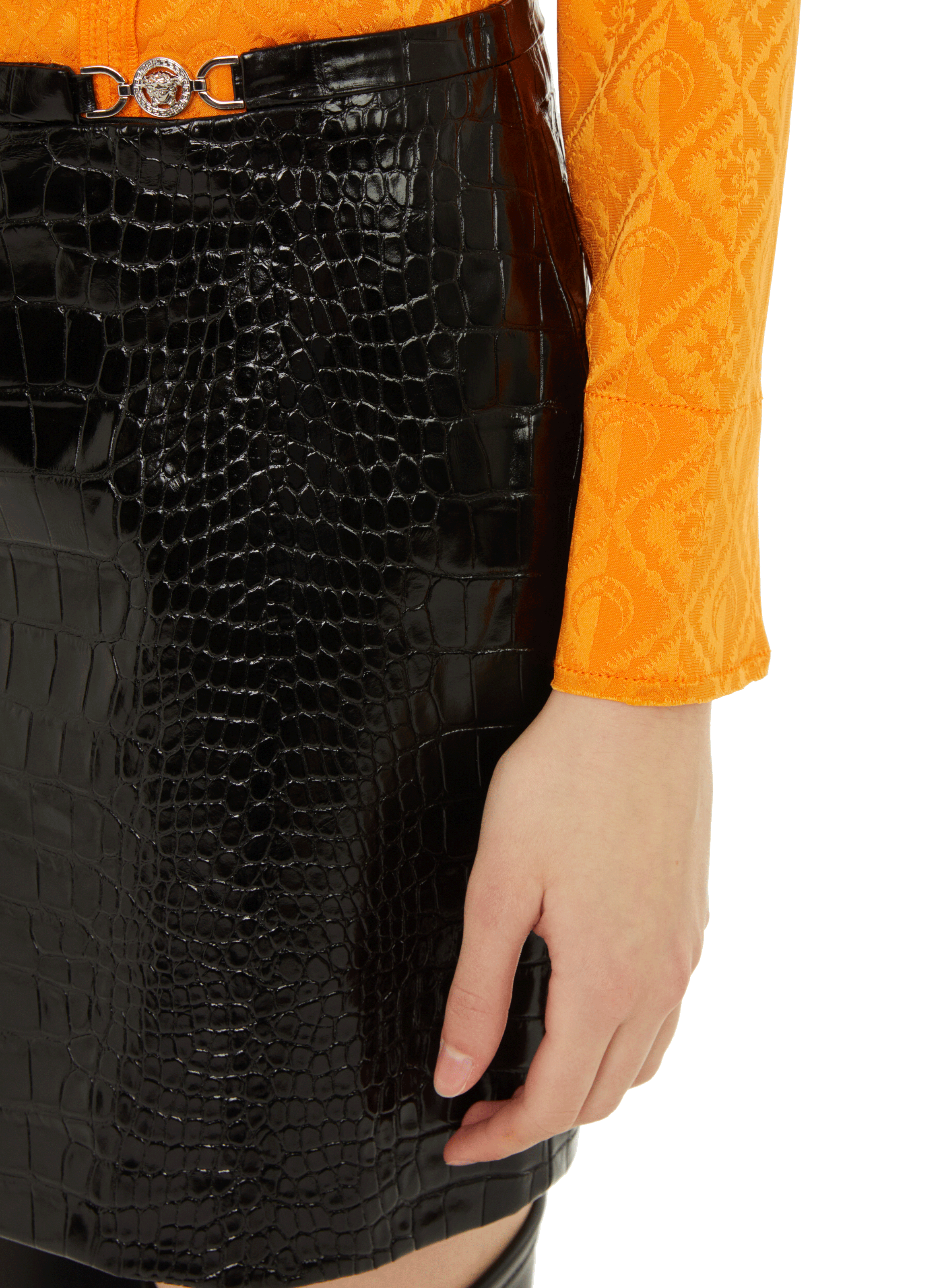 Jupe mini crocodile  VERSACE Noir