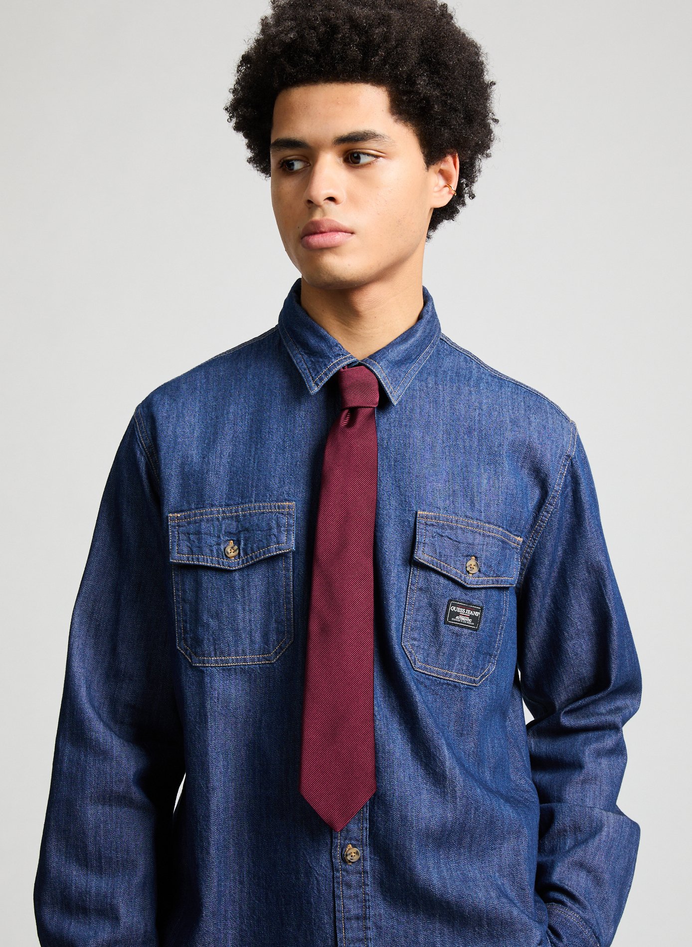 Plain silk tie AU PRINTEMPS PARIS Red