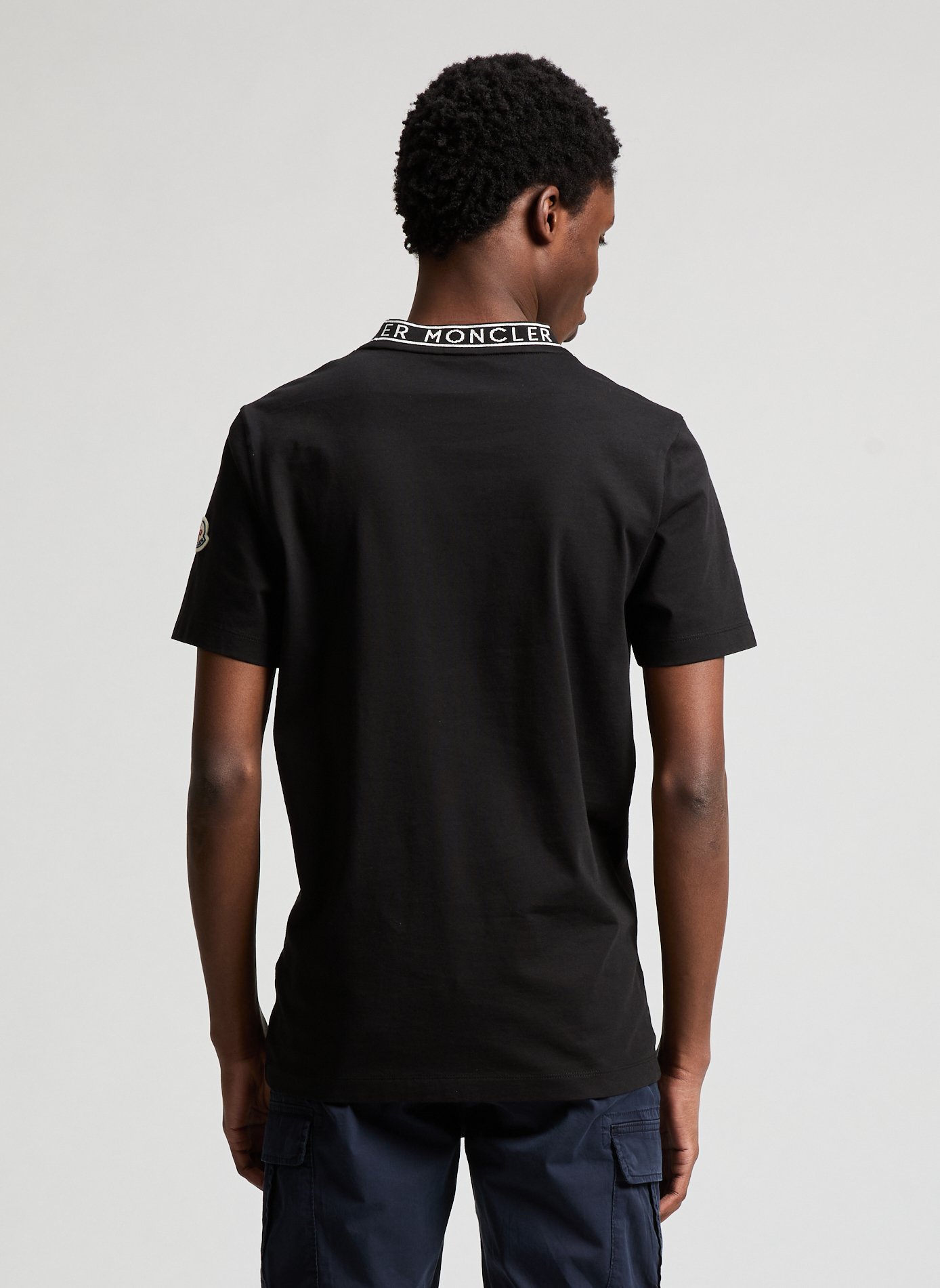 Cotton T-shirt with printed collar MONCLER Black