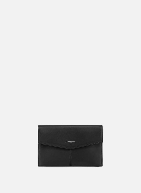 Pochette enveloppe moyen modèle charlotte en cuir lisse Noir by LE TANNEUR LE TANNEUR Pochette enveloppe moyen modèle charlotte en cuir lisse Noir
