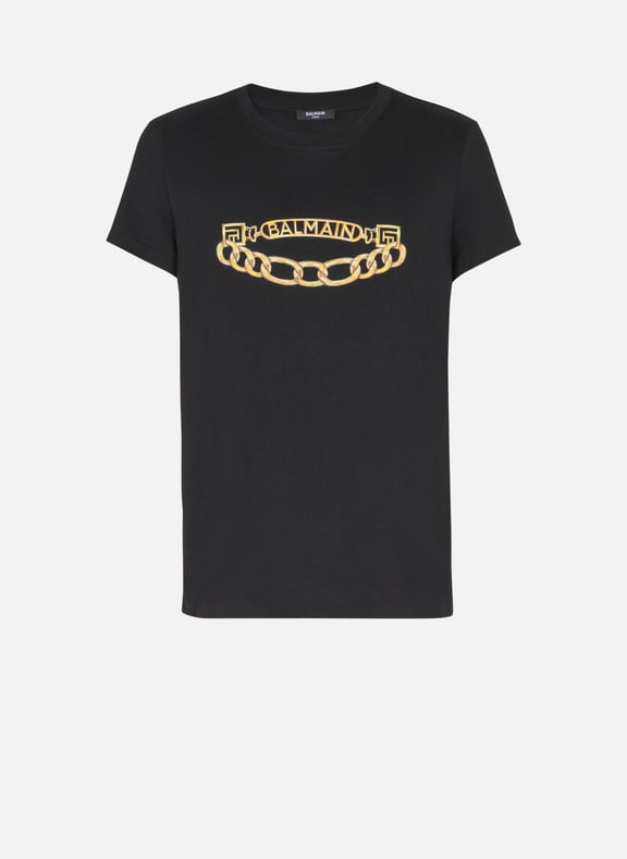 T-shirt imprimé logo balmain chaînes Noir by BALMAIN BALMAIN T-shirt imprimé logo balmain chaînes Noir