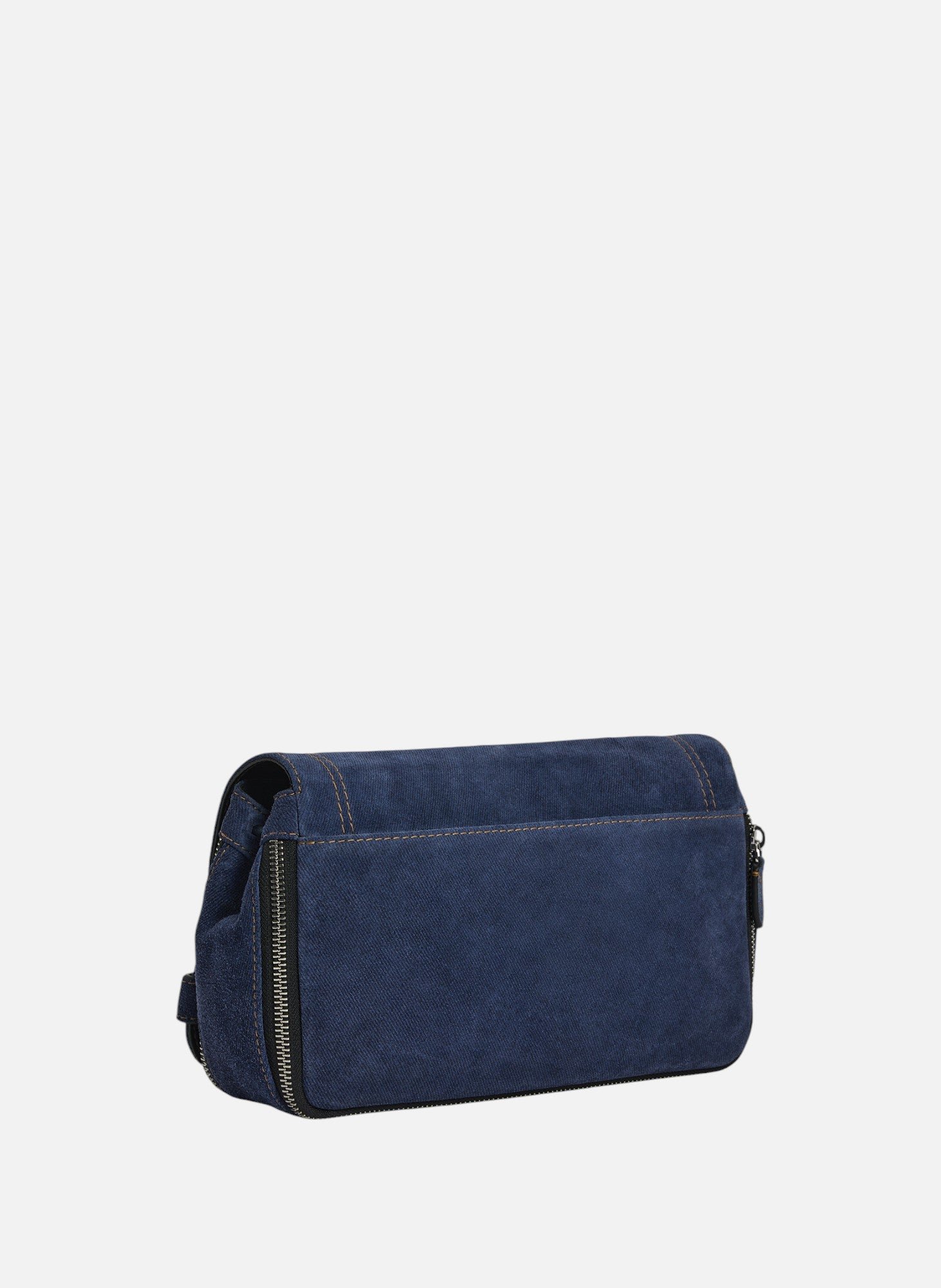Petit sac bandoulière simone en cuir suède effet denim LE TANNEUR Noir
