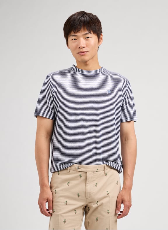 Striped linen T-shirt Blue by HACKETT HACKETT Striped linen T-shirt Blue