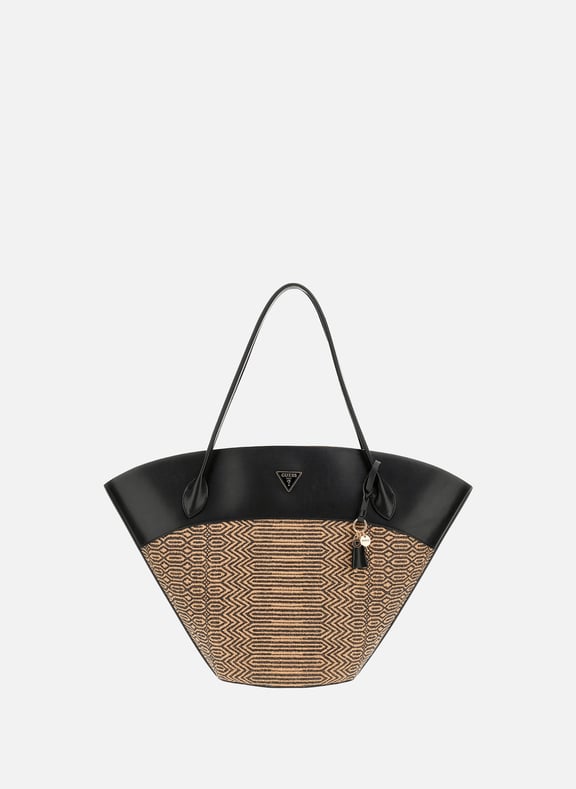 Sac cabas bi-matière Noir by GUESS GUESS Sac cabas bi-matière Noir