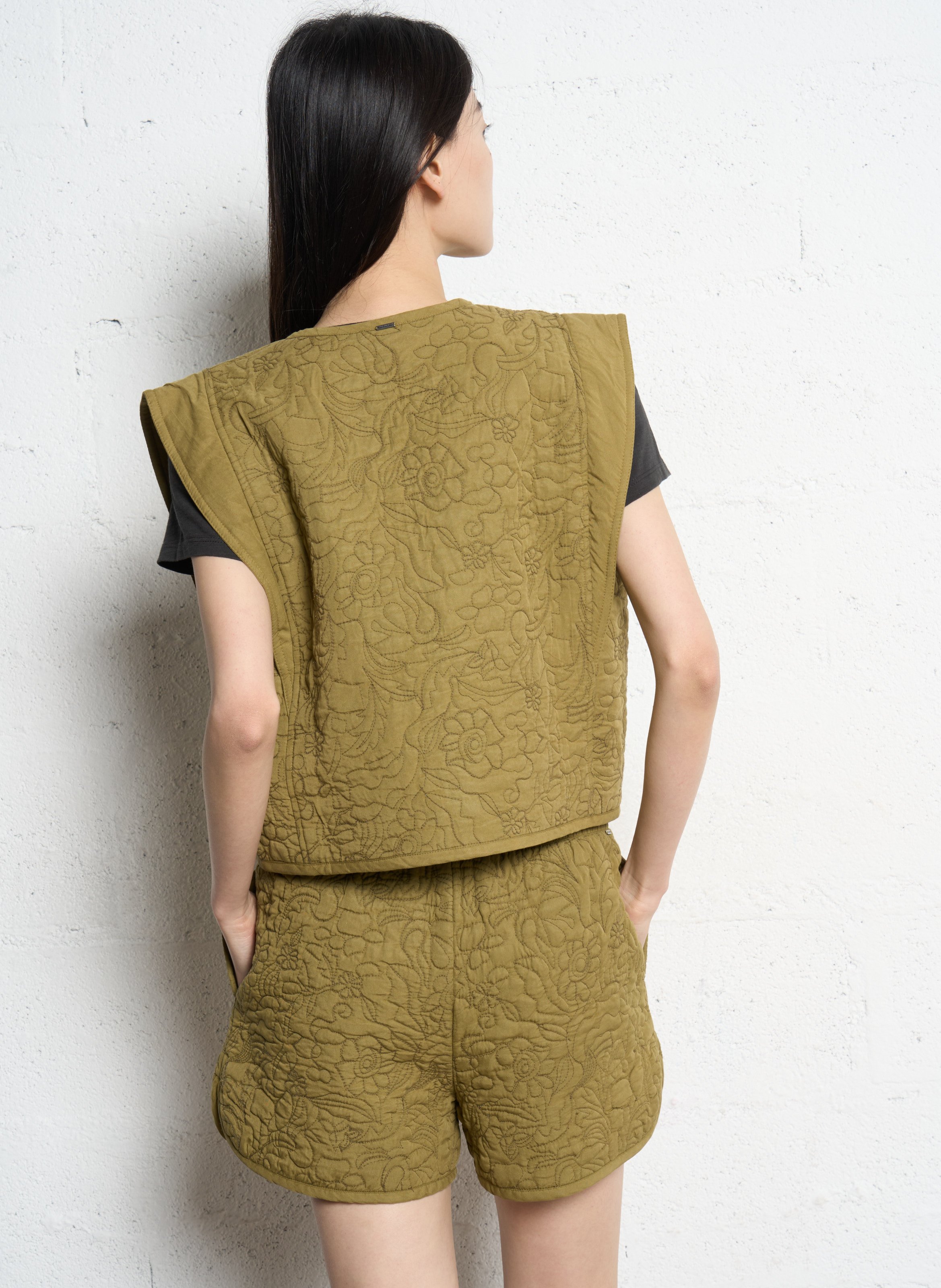 Veste droite matelassée IKKS Kaki