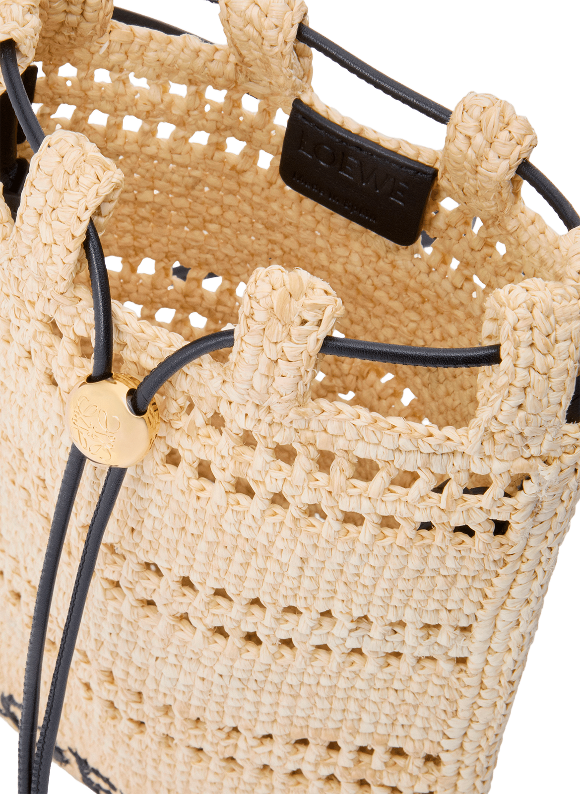 Raffia and leather shoulder bag LOEWE Beige
