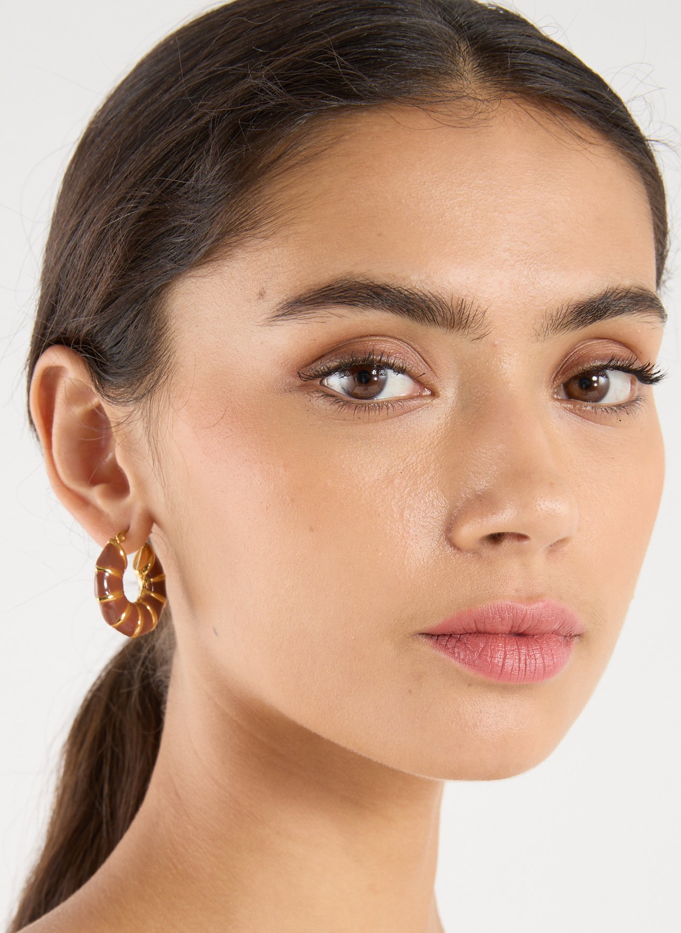 Boucles d&#039;oreille anneaux AU PRINTEMPS PARIS Marron
