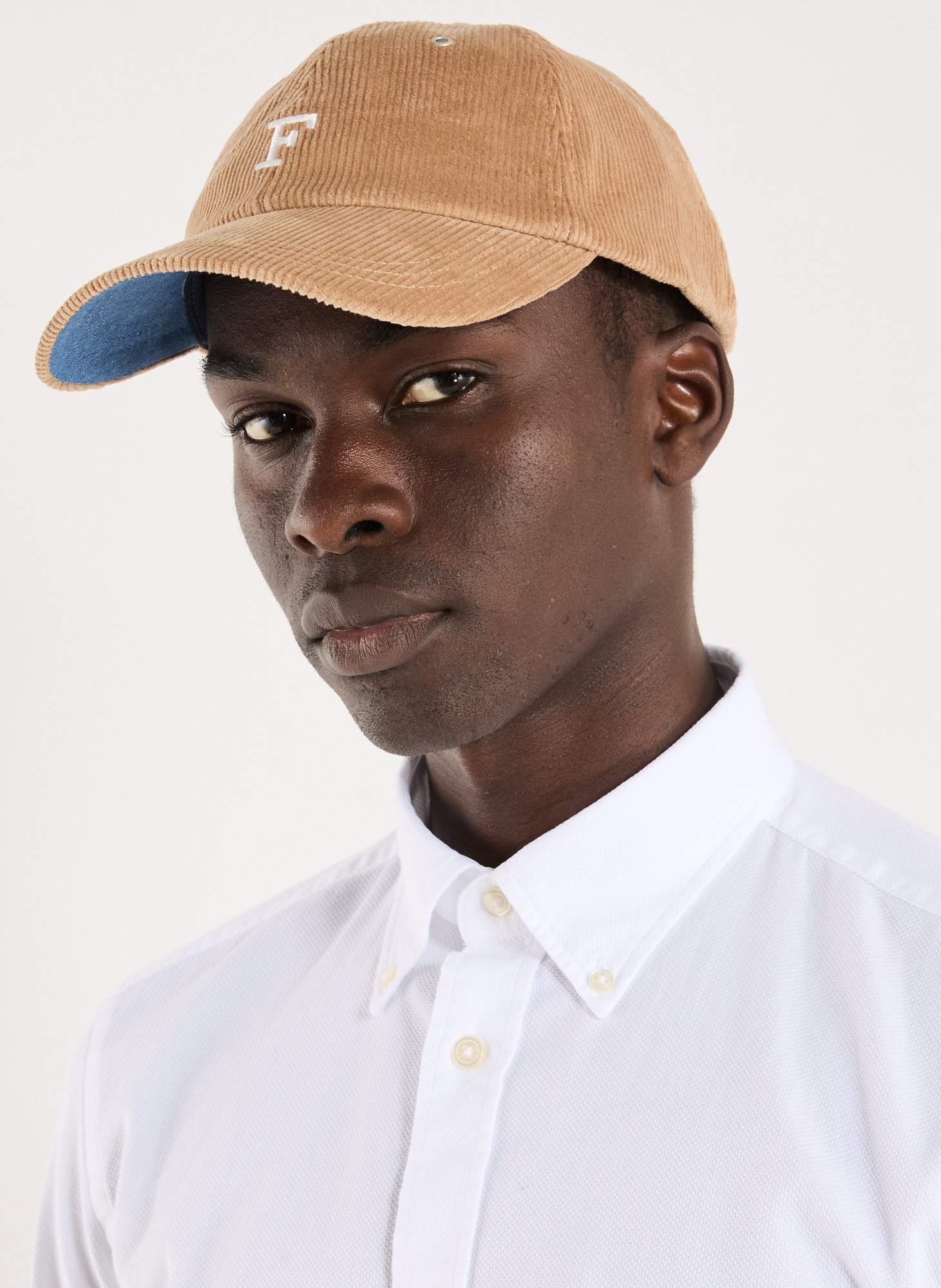 Corduroy cap with curved cotton visor FACONNABLE Khaki