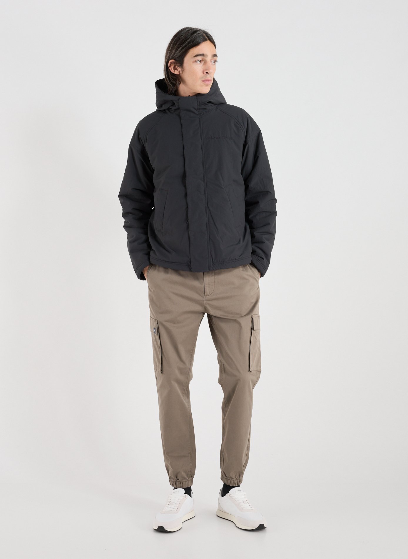 Reversible hooded wool blend jacket CANADA GOOSE Black