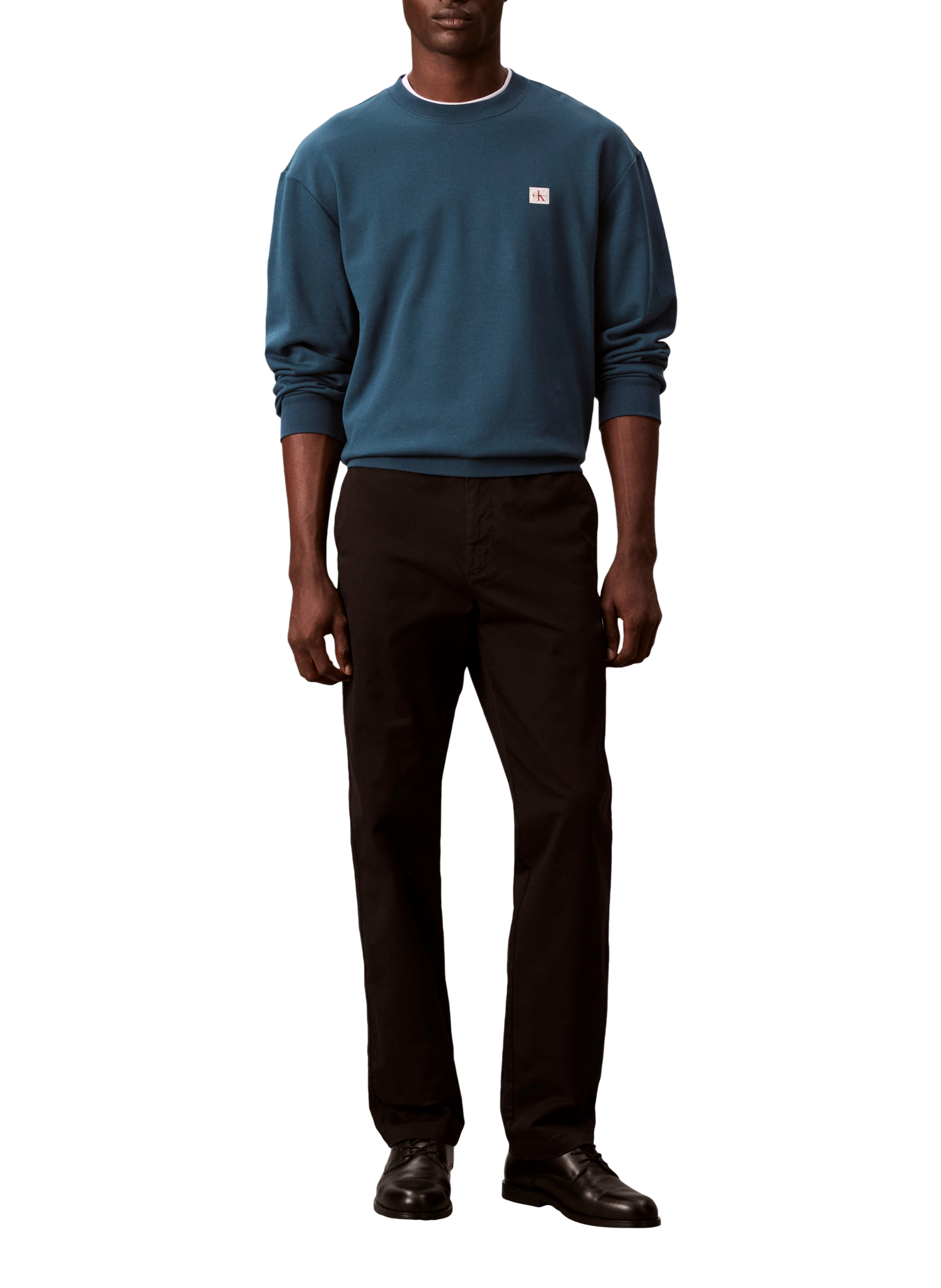 Sweatshirt col rond en coton CALVIN KLEIN Bleu