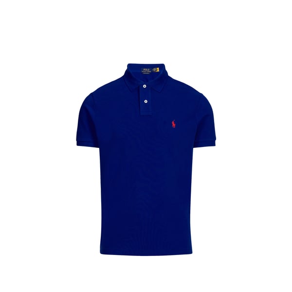 Polo Ralph Lauren Navy Blue Cotton Polo Shirt With Embroidered Logo In Black