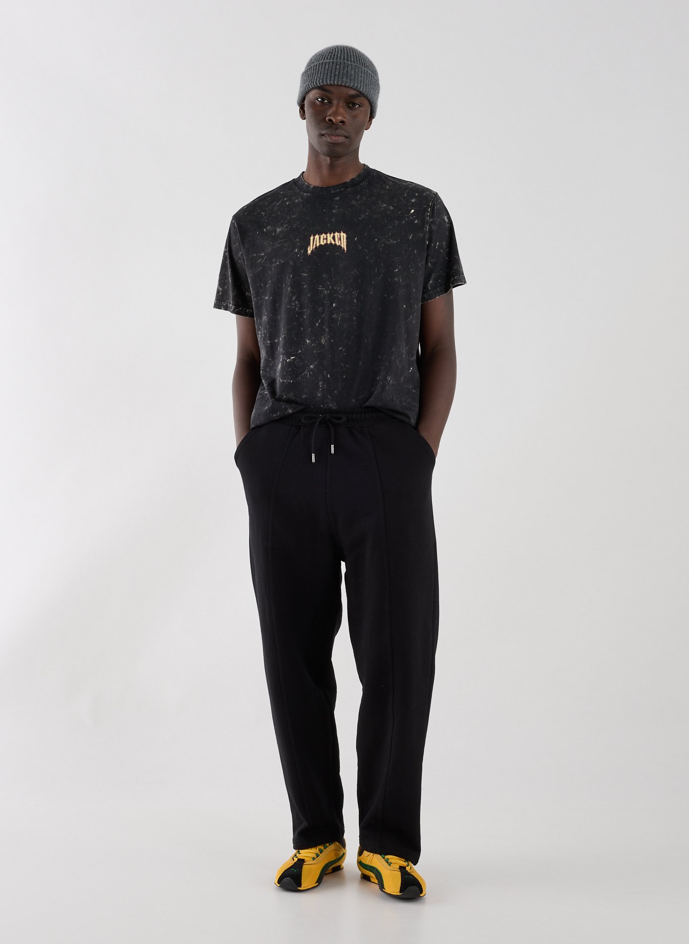 Biker-style cotton t-shirt JACKER. Black