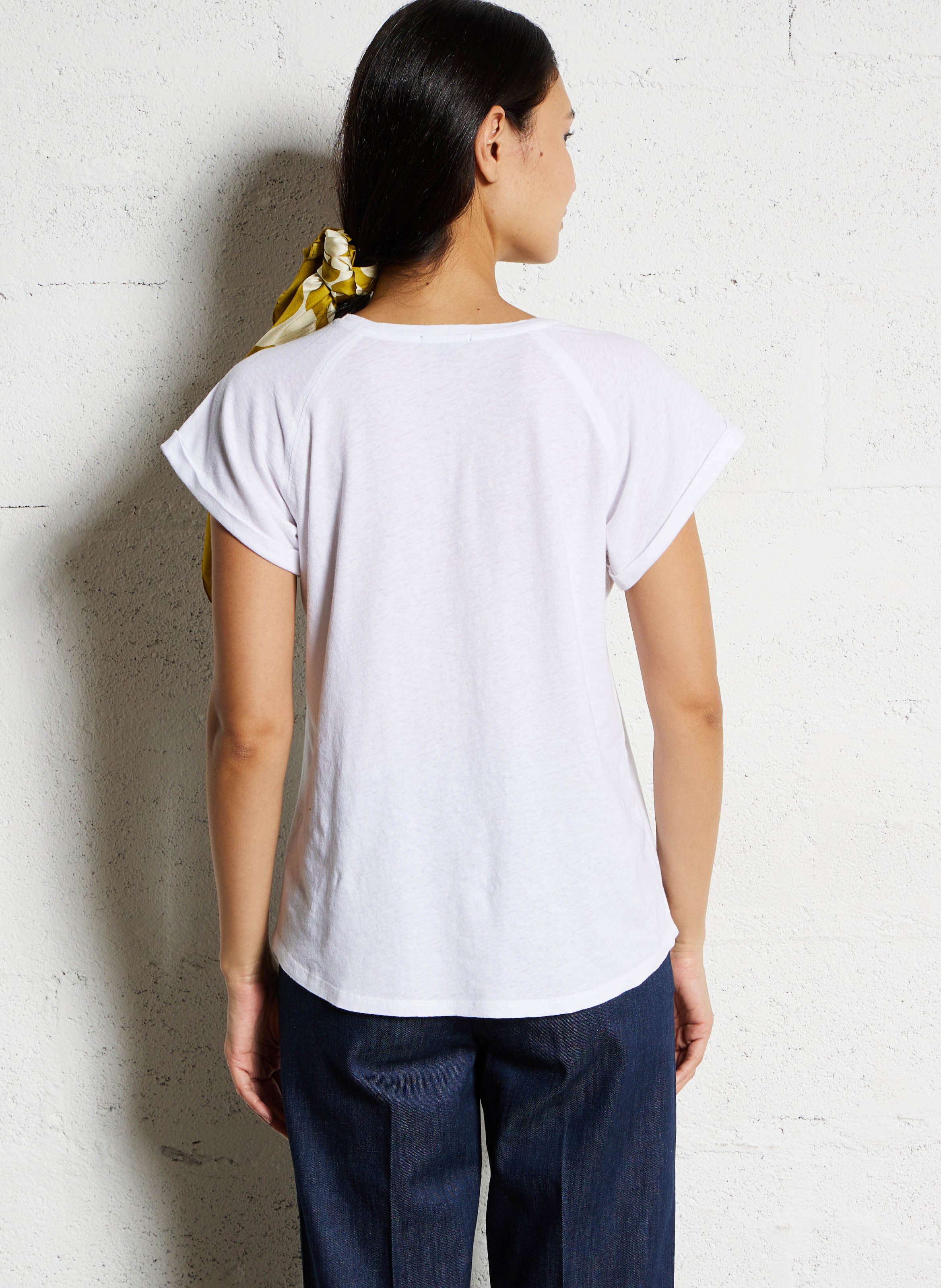 Tee-shirt col rond sérigraphié en coton mélangé valentina SOEUR Blanc