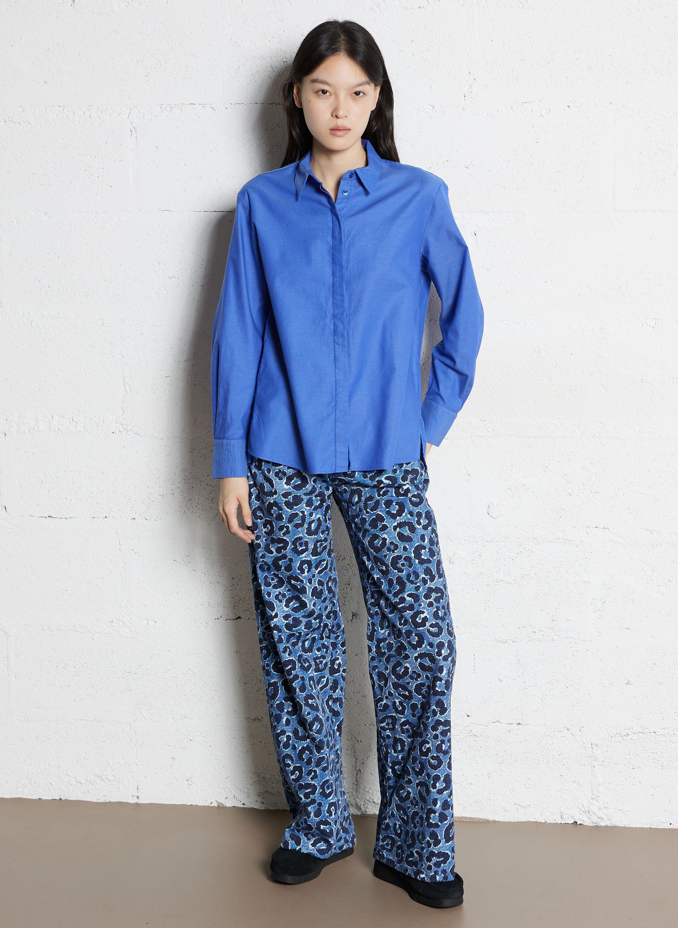 Chemise droite boutonnée en coton esmeralda MAISON 123 Violet