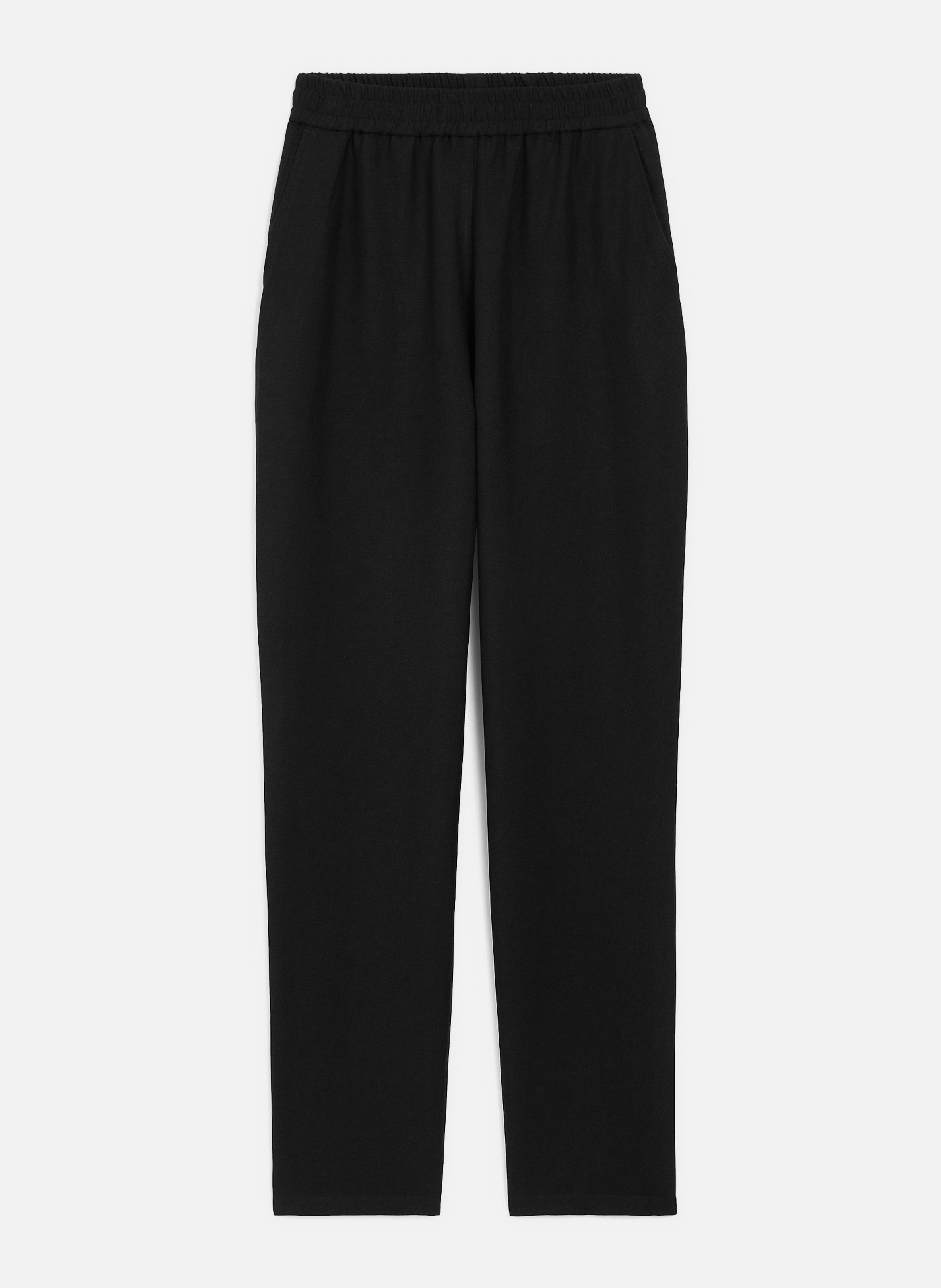 Pantalon taille elastiquée en lin mélangé AMI PARIS Noir