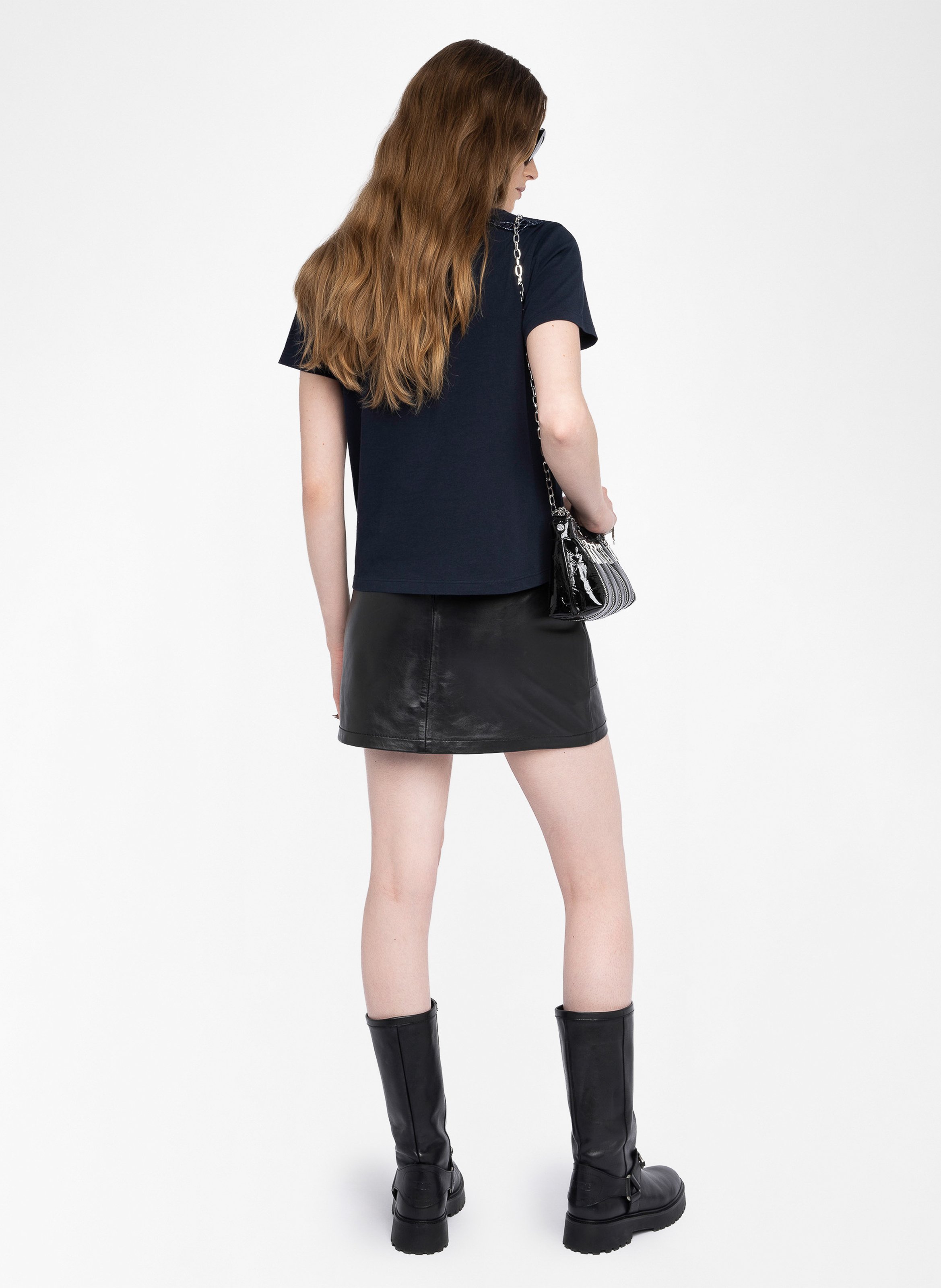 Tee-shirt droit col rond en coton alys ZADIG&VOLTAIRE Bleu