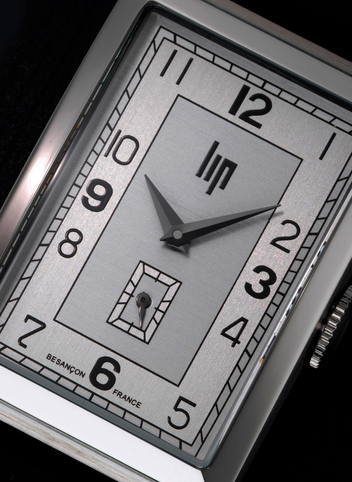 Montre quartz rectangulaire bracelet en cuir LIP Argent