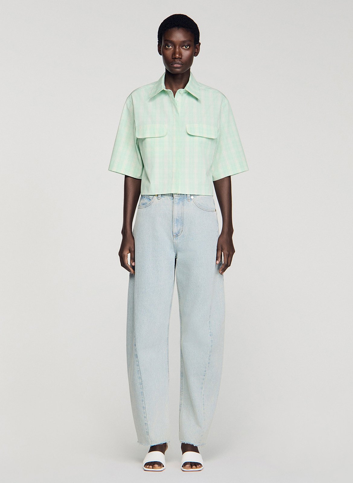 Chemmise à carreaux en coton SANDRO Vert