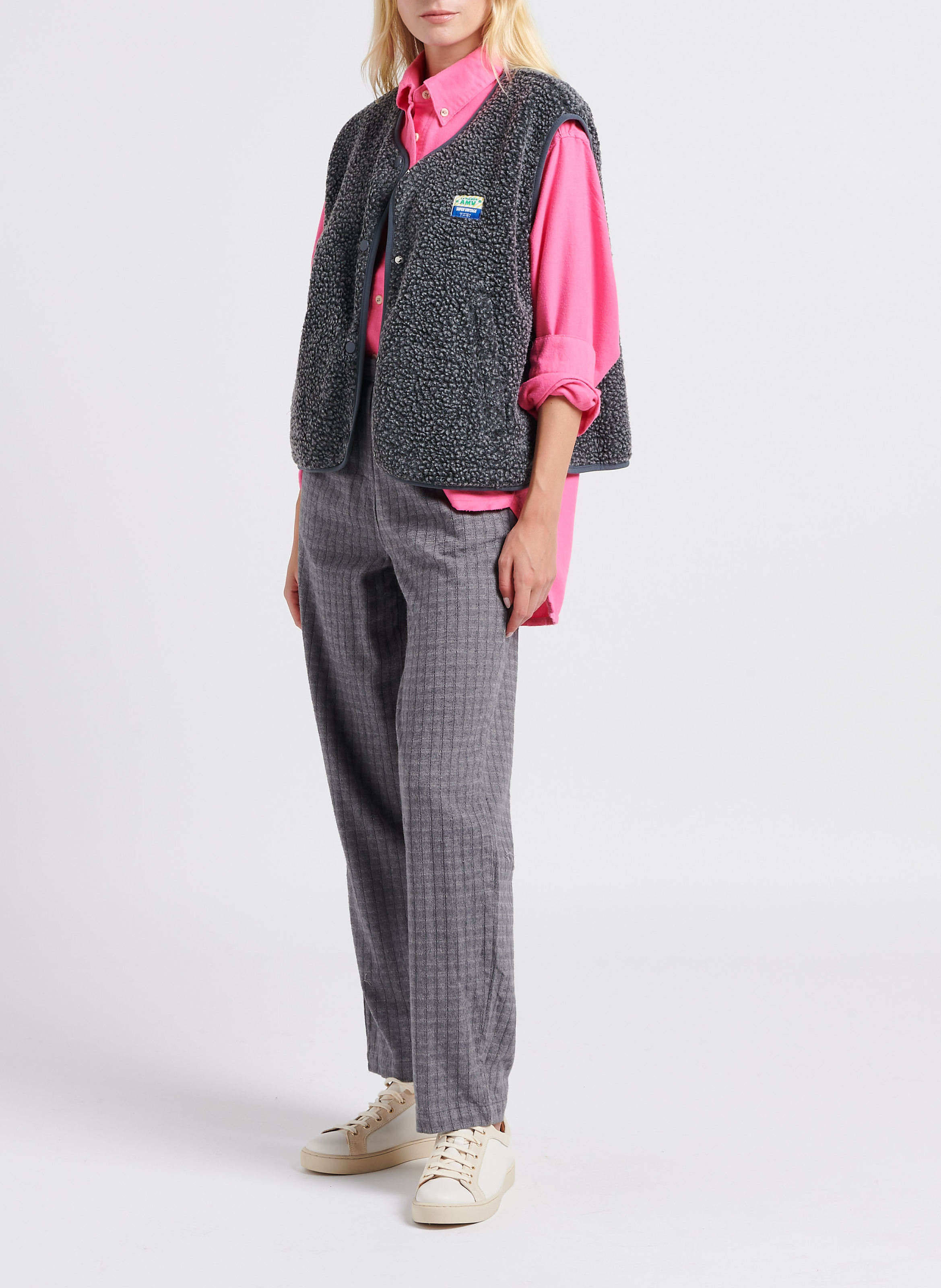 Gilet col rond molletonné sans manches hoktown AMERICAN VINTAGE Gris