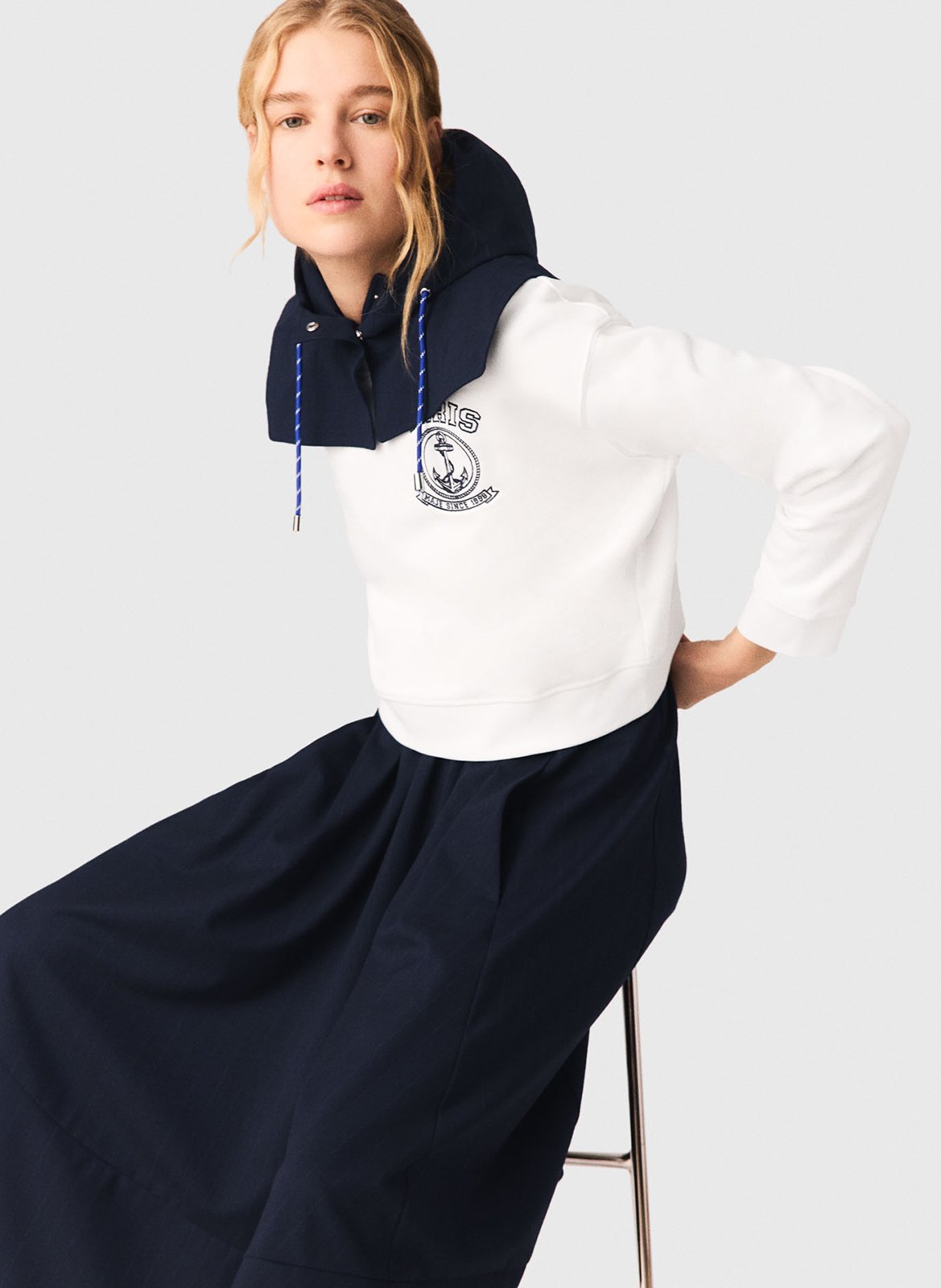 Sweat col rond en coton MAJE Blanc