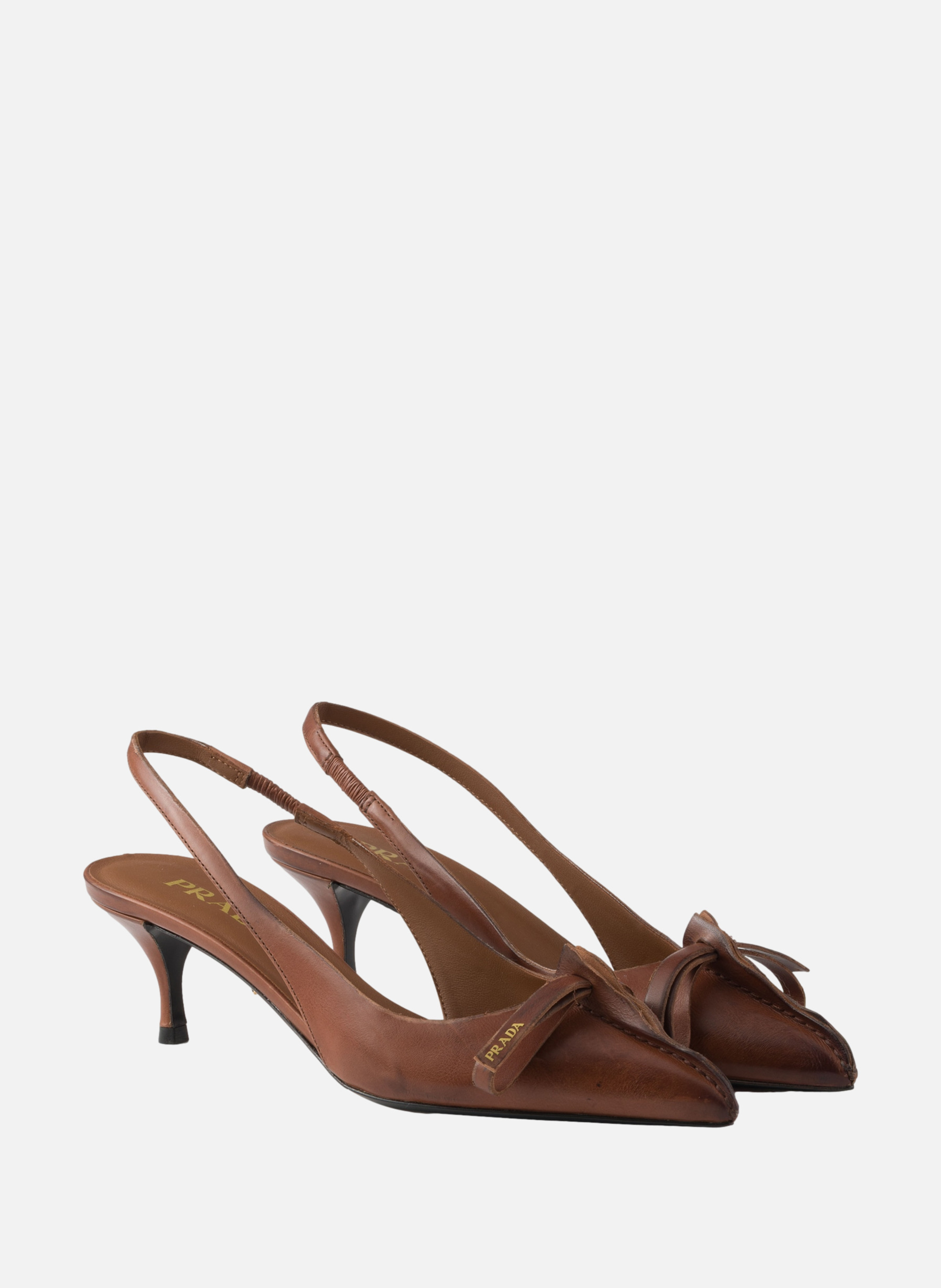 Escarpins à bride arrière en cuir PRADA Marron