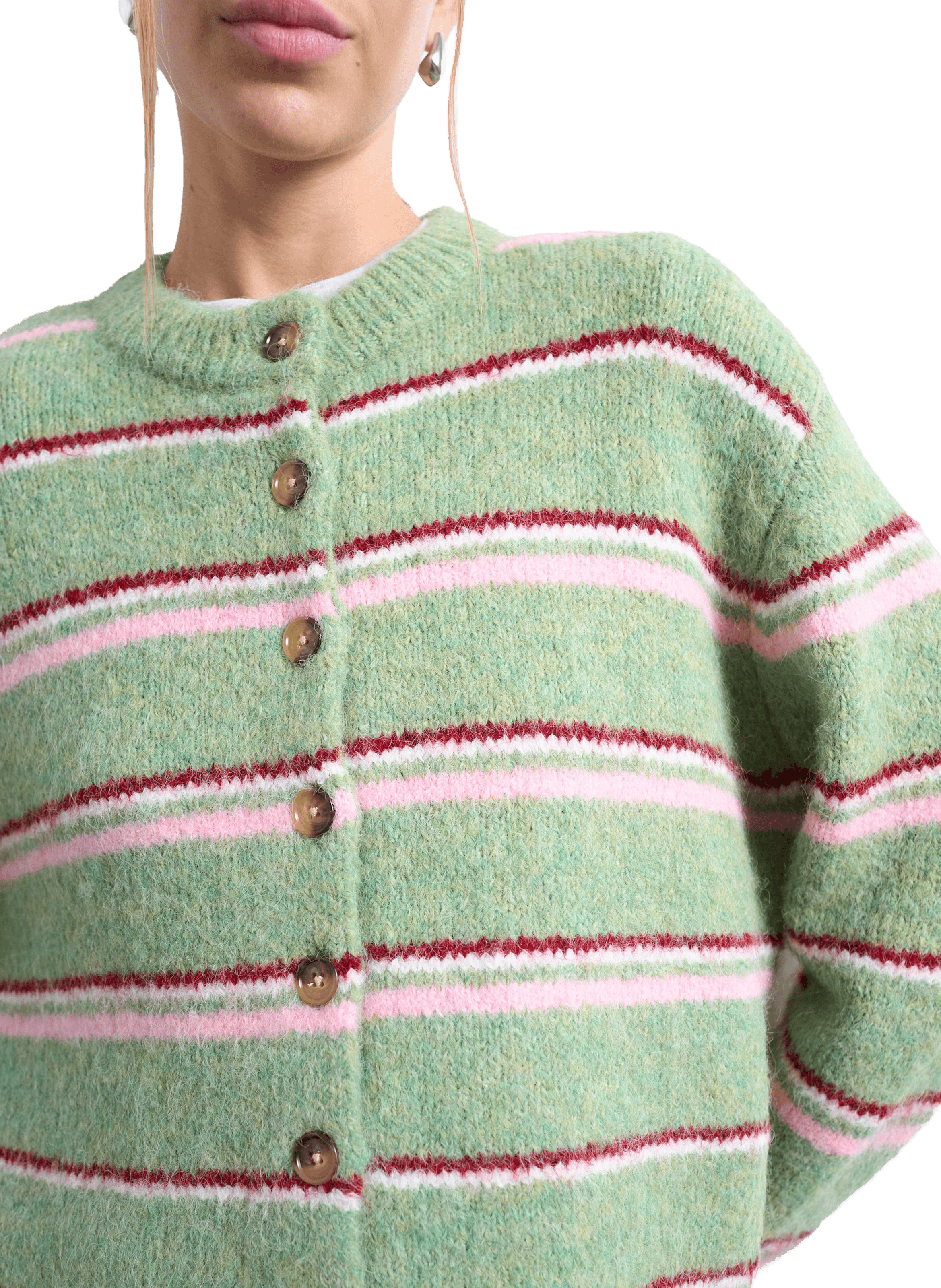 Buttoned striped cardigan TOPSHOP Green