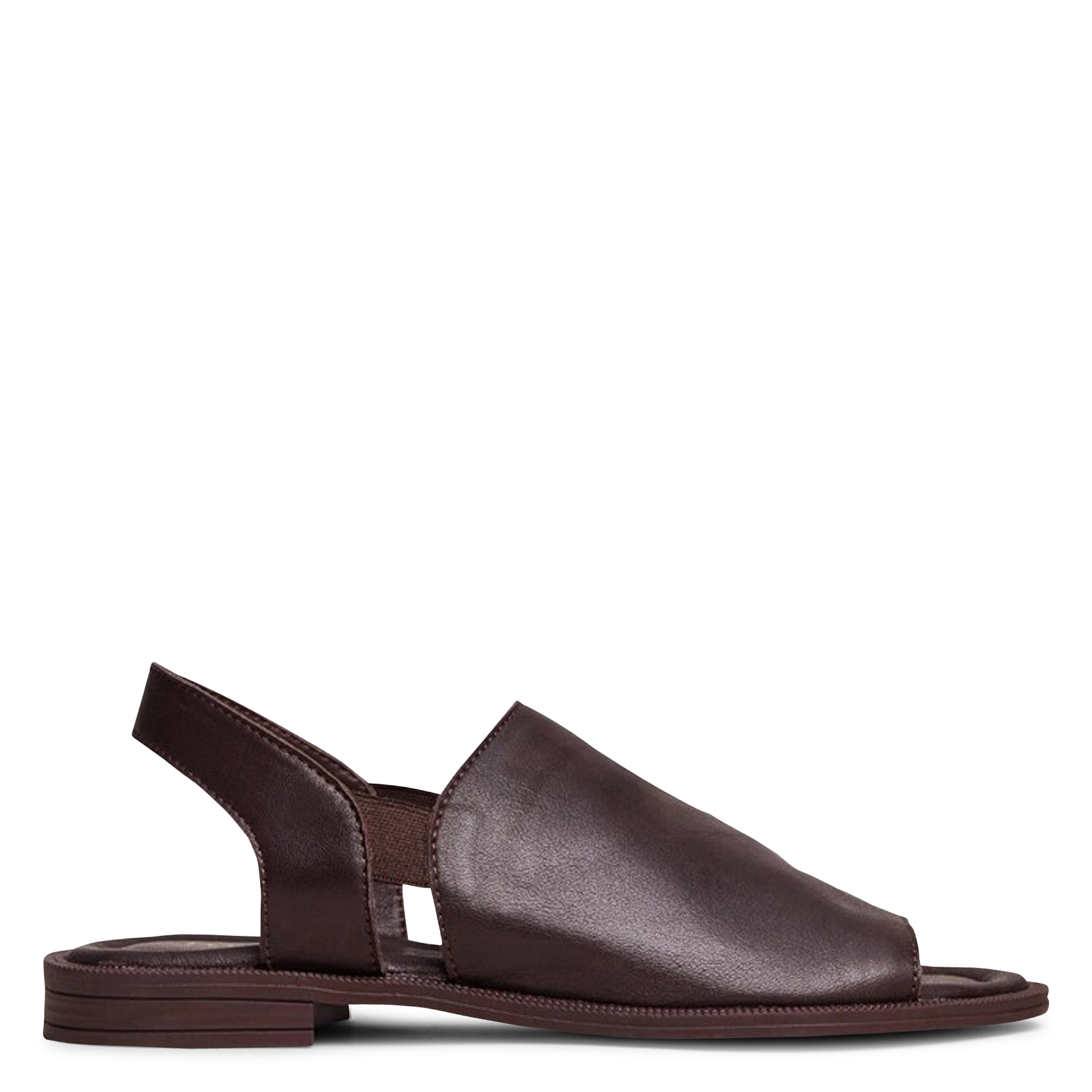 Sandales plates unies en cuir jess JONAK Marron