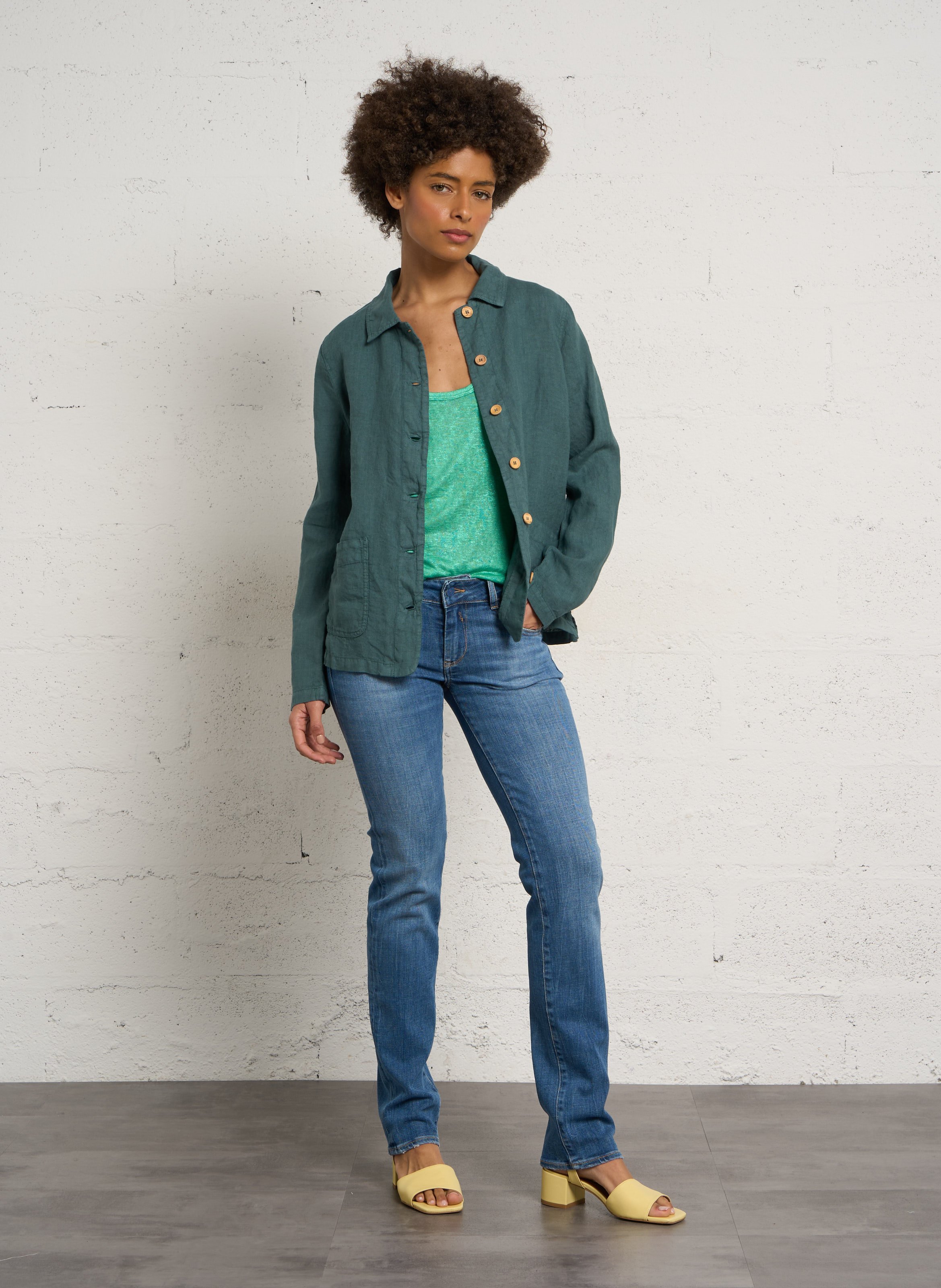 Chemise droite en lin ARMOR-LUX Vert