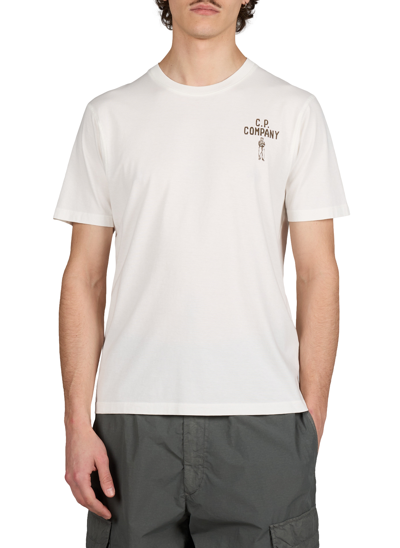 T-shirt imprimé col rond en coton CP COMPANY Blanc